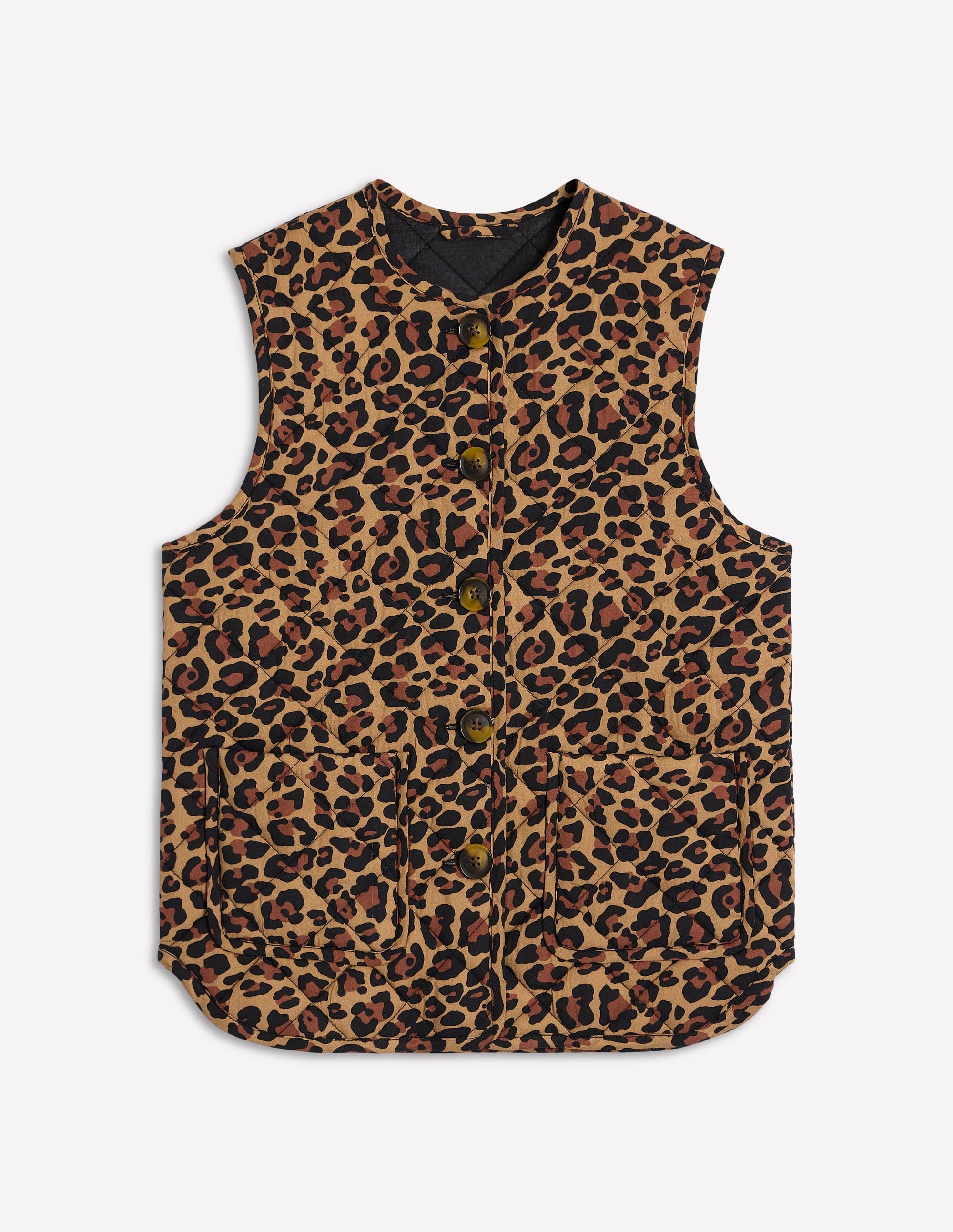 Printed Quilted Gilet-Leopard - Image 5