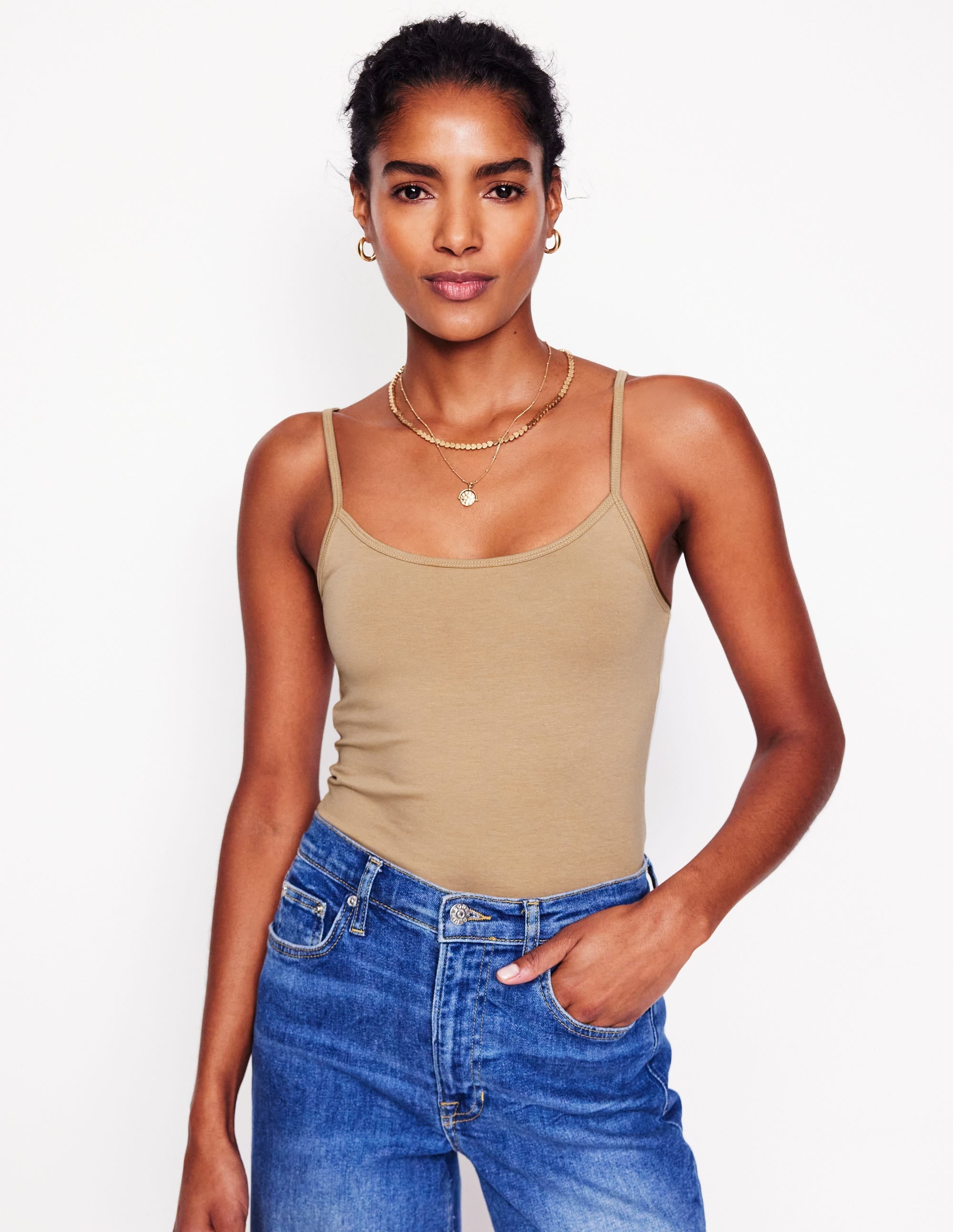 Plain Cami Top-Medium Beige - Image 3