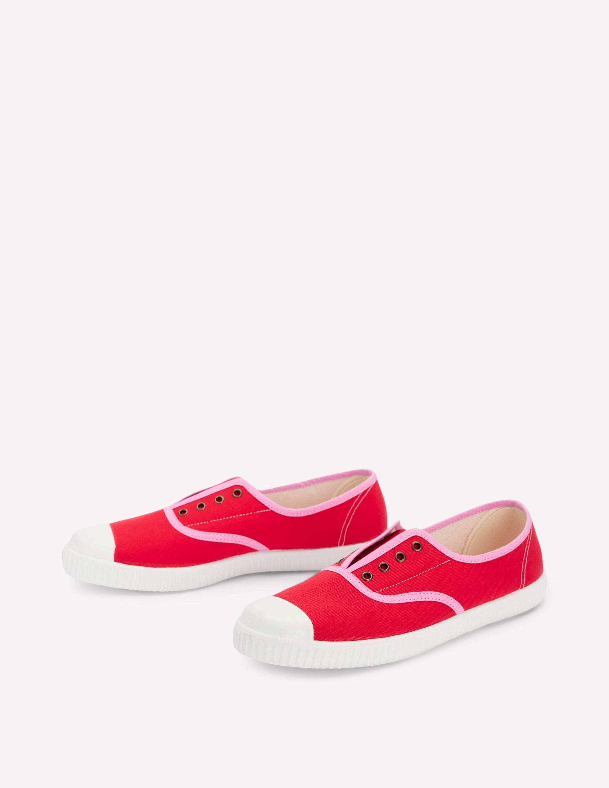 Laceless Canvas Plimsolls-Post Box Red/Soft Pink-3