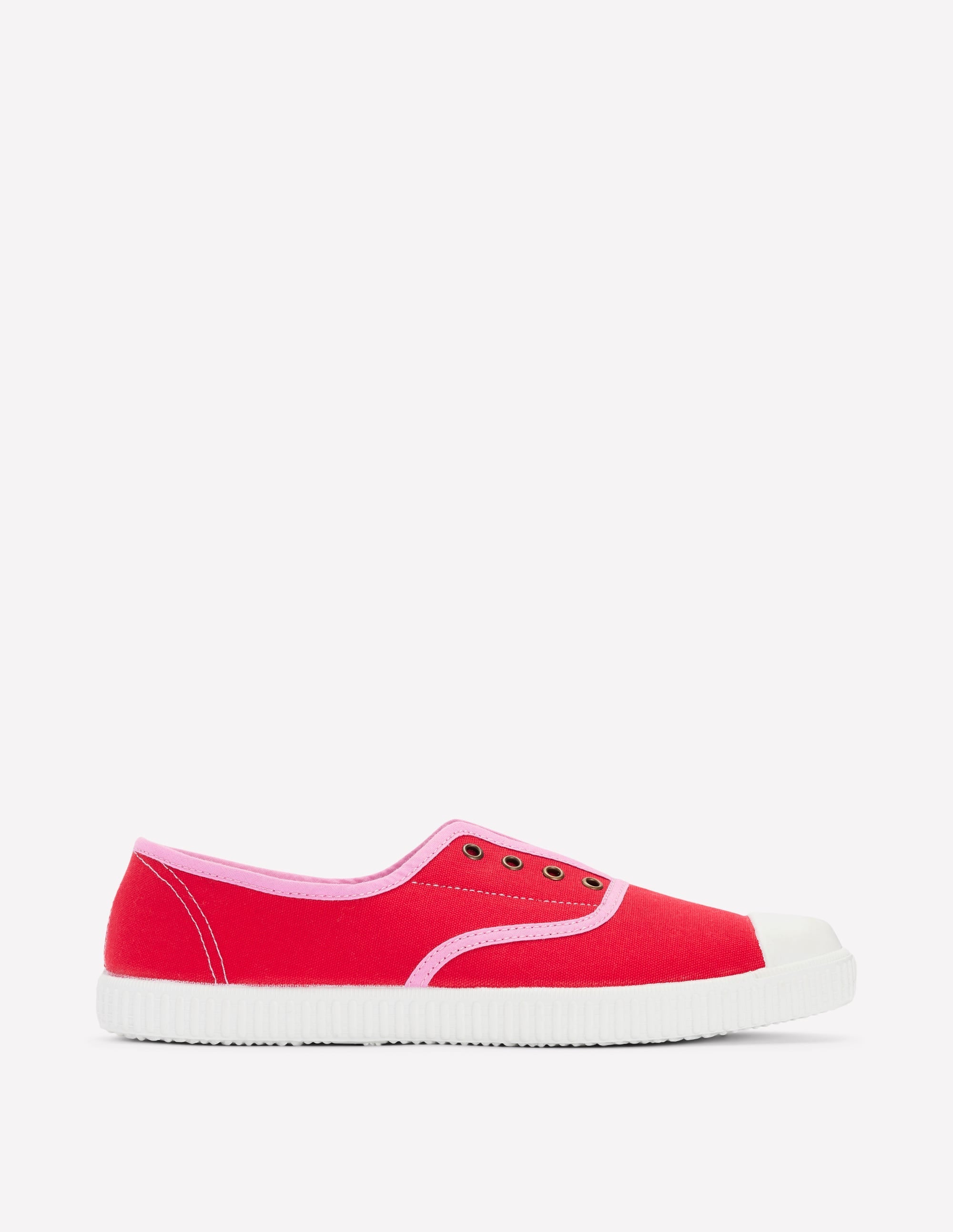Laceless Canvas Plimsolls-Post Box Red/Soft Pink - Image 2