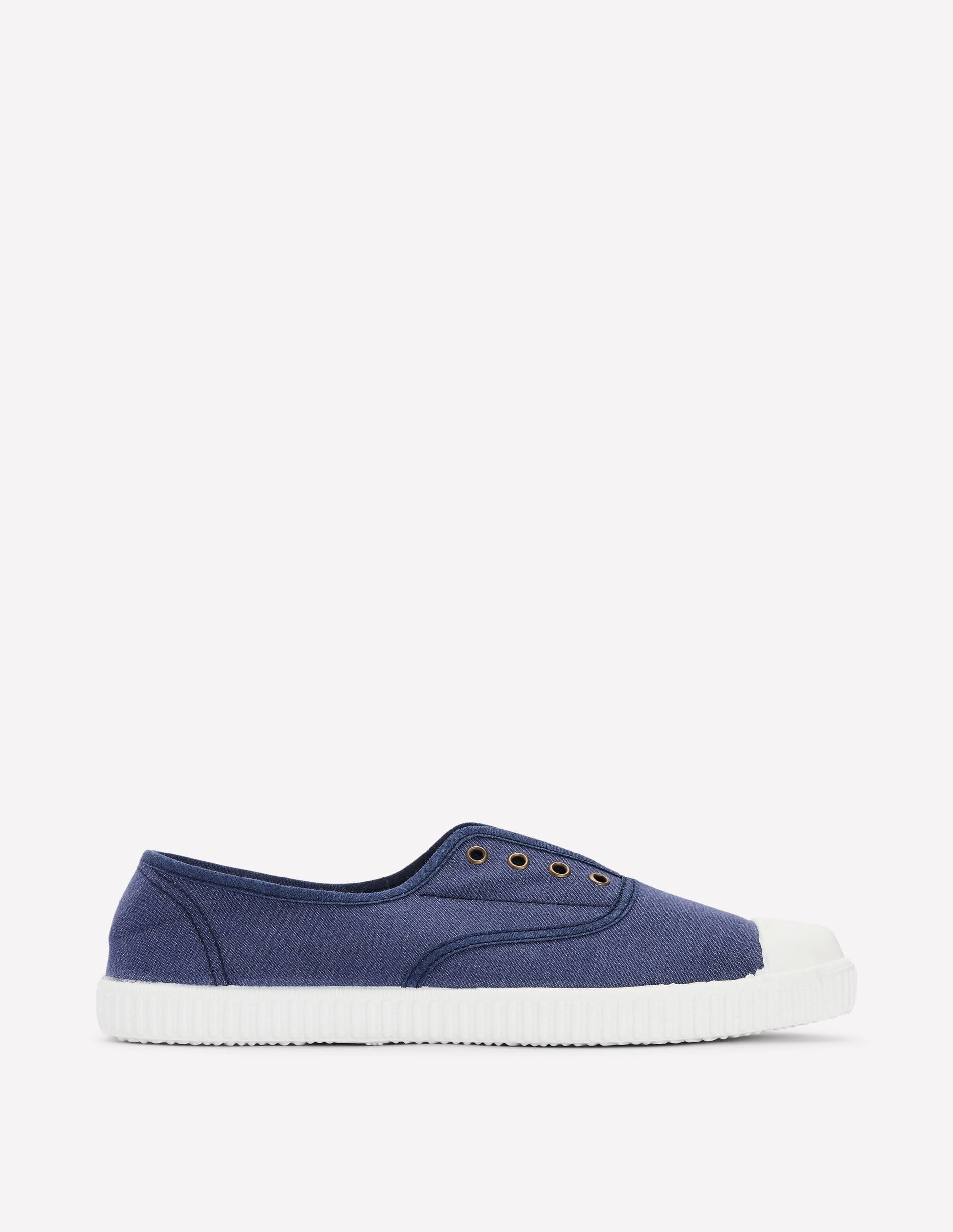 Laceless Canvas Plimsolls-Navy-1