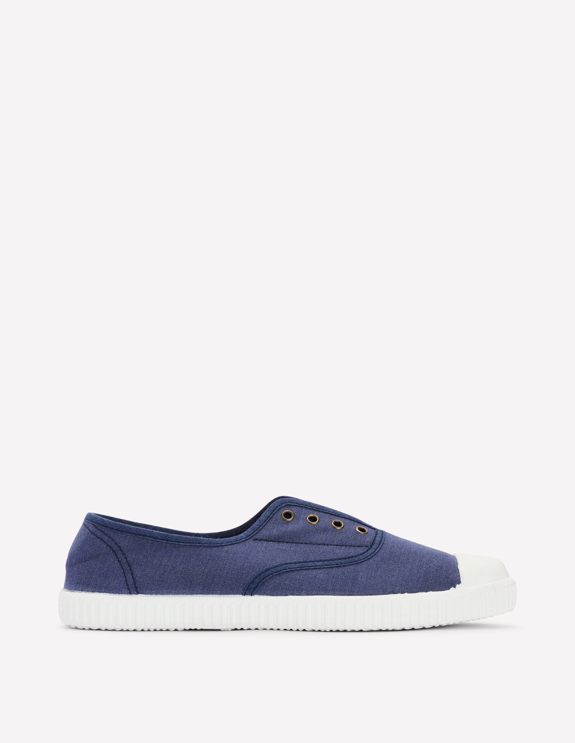 Laceless Canvas Plimsolls-Navy - Image 1