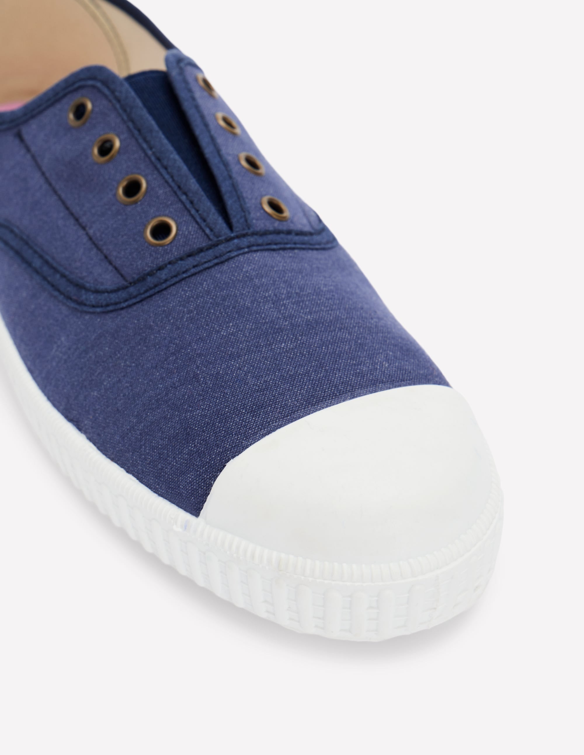 Laceless Canvas Plimsolls-Navy - Image 4