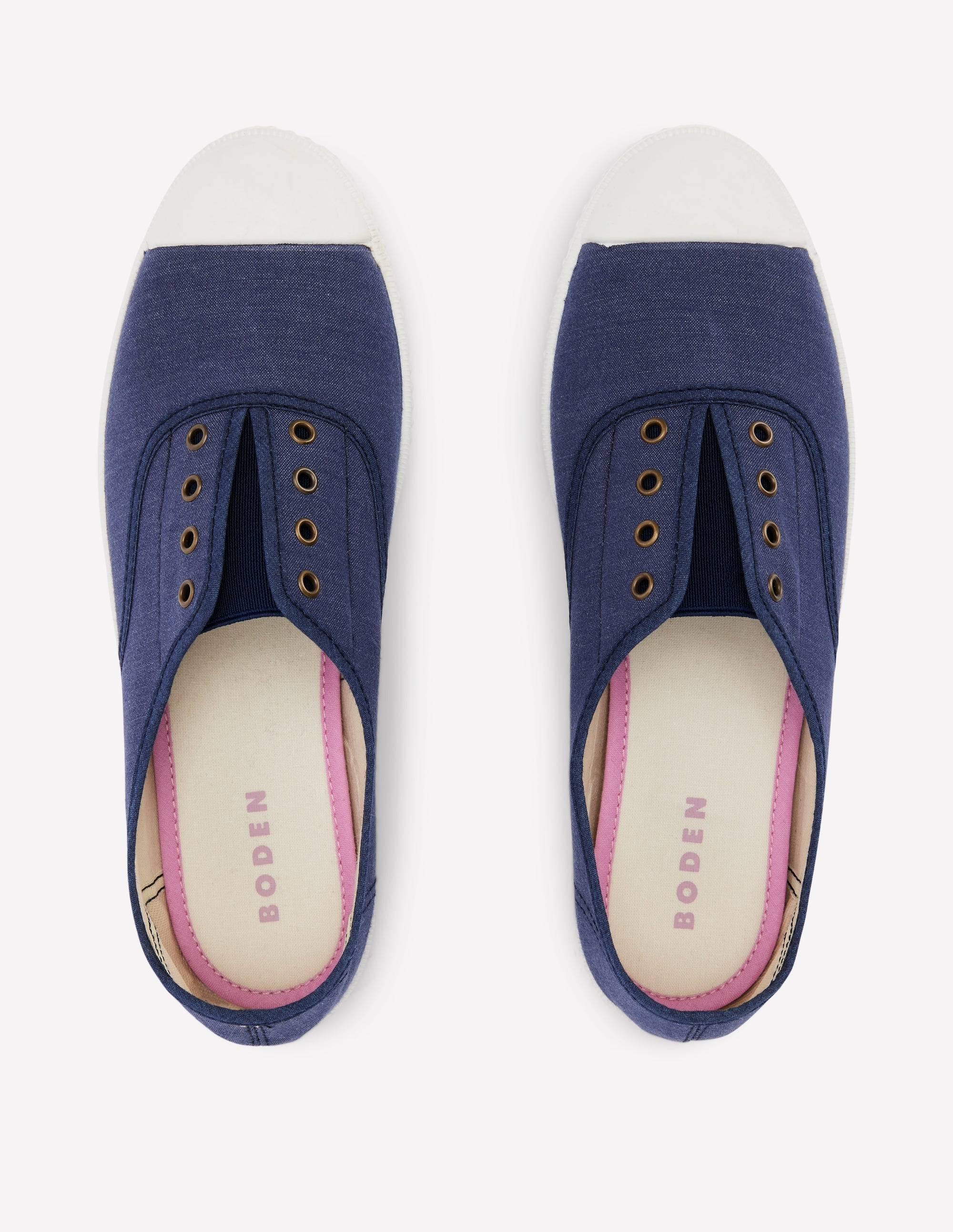 Laceless Canvas Plimsolls-Navy - Image 5