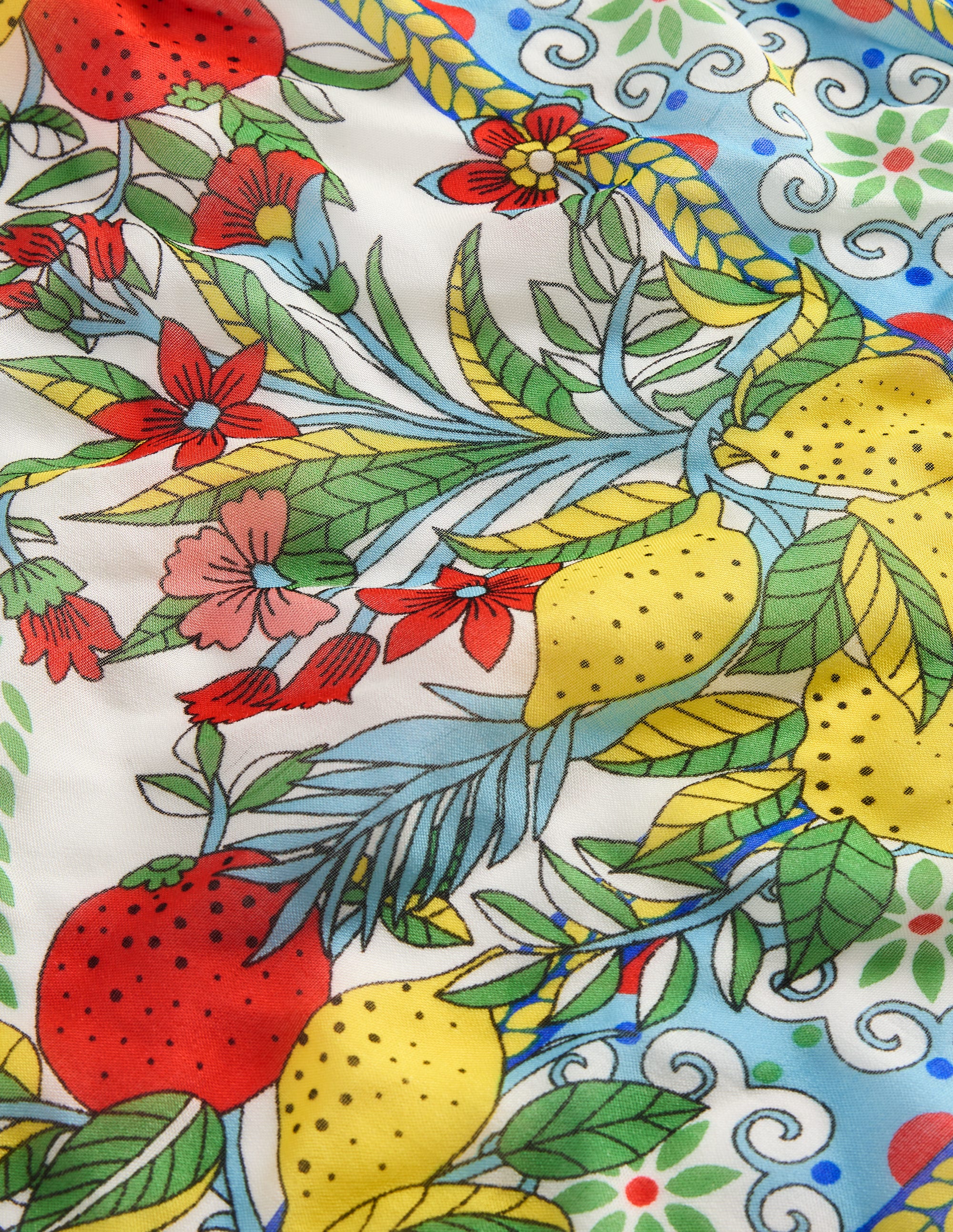 Printed Sarong Scarf-Multi, Citrus Vine Tile - Image 3