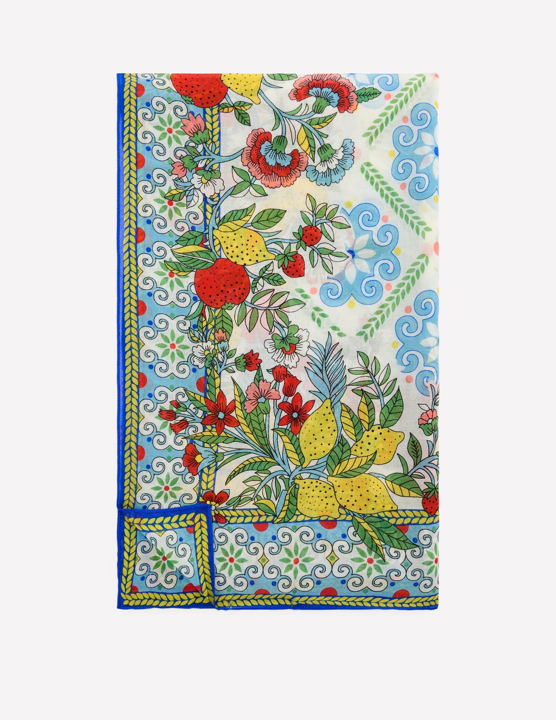 Printed Sarong Scarf-Multi, Citrus Vine Tile-2
