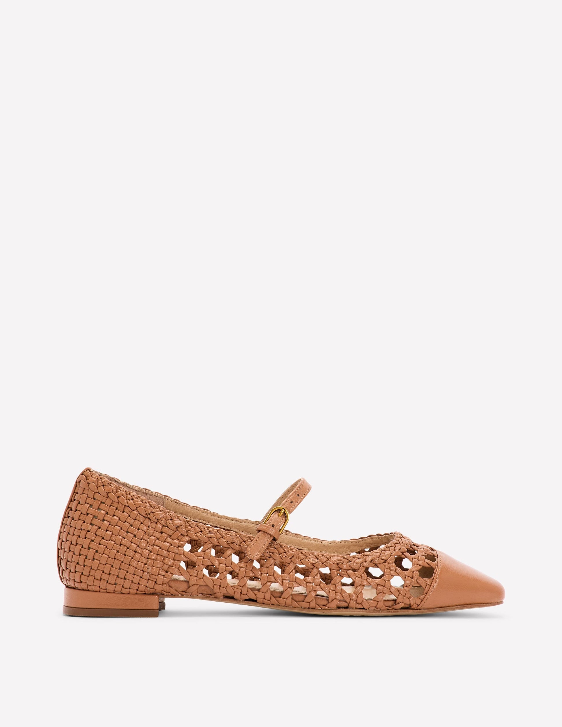 Penelope Mary Jane Flat-Tan Weave-1