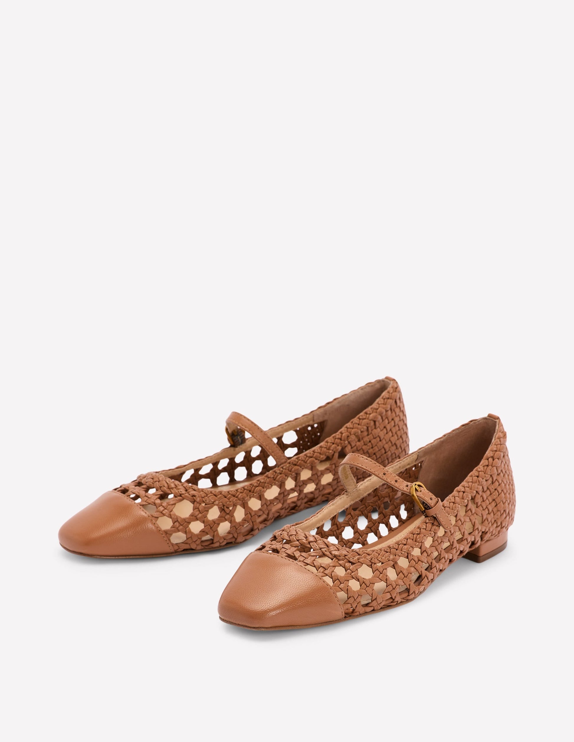 Penelope Mary Jane Flat-Tan Weave-3