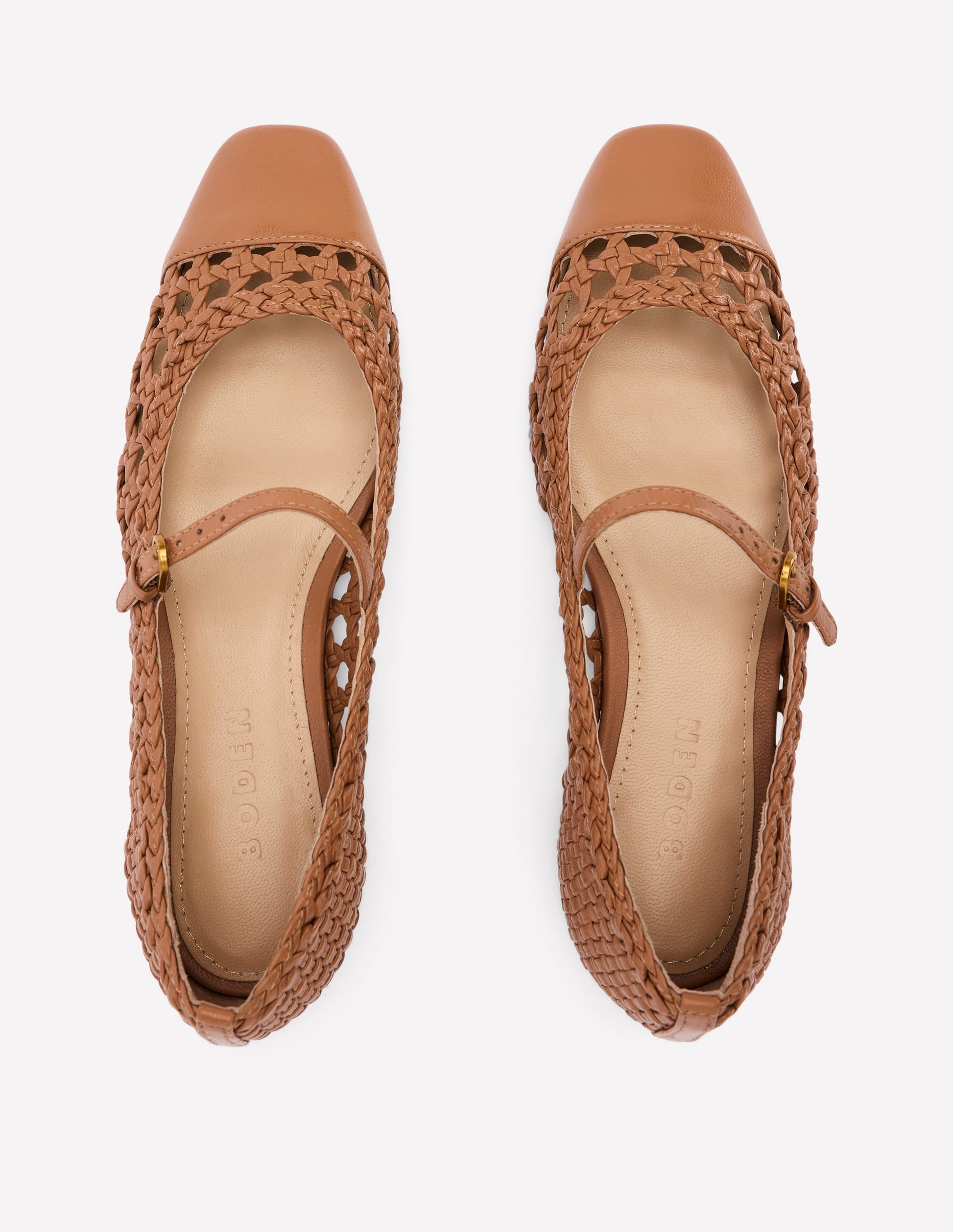 Penelope Mary Jane Flat-Tan Weave-5