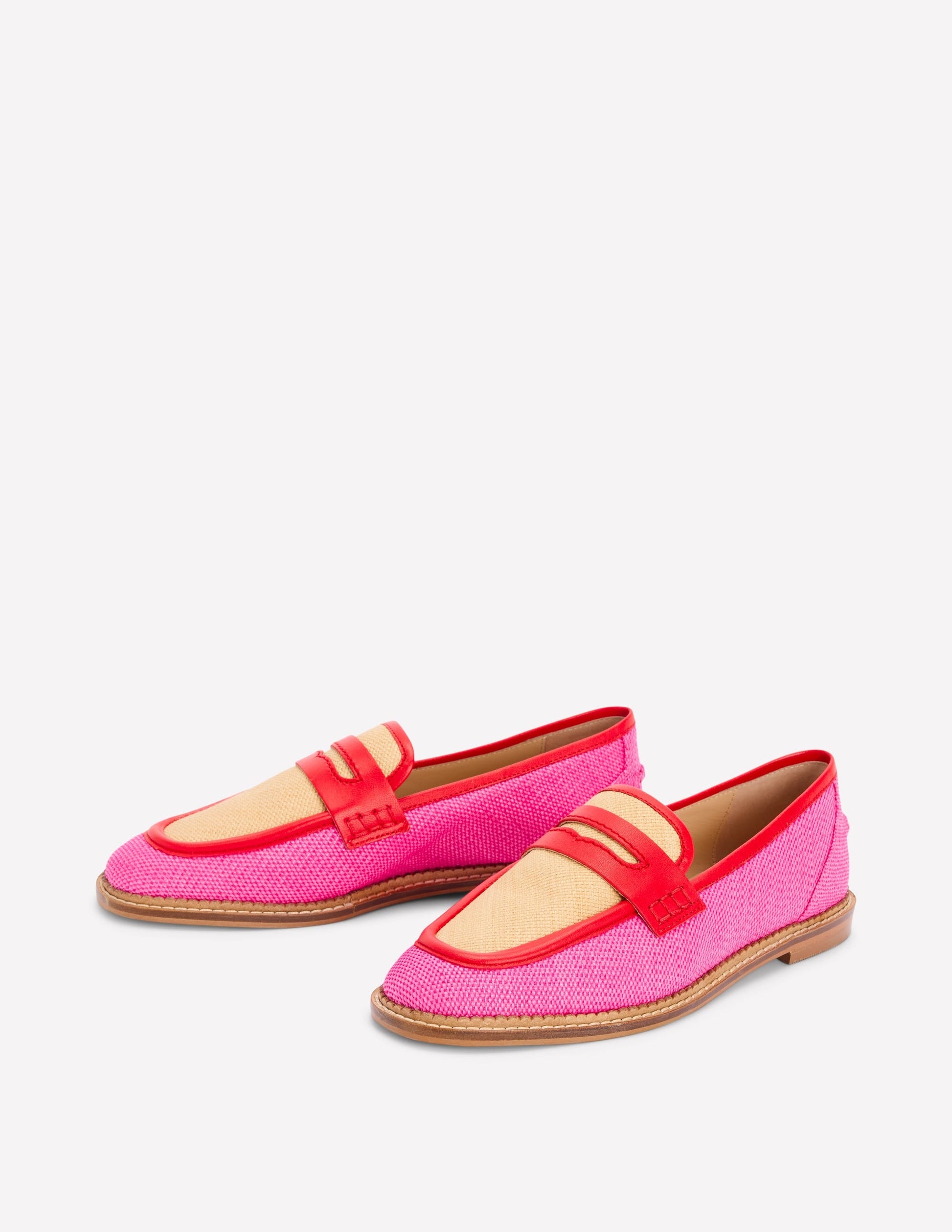 Nya Penny Loafers-Pink/Natural Colourblock-3