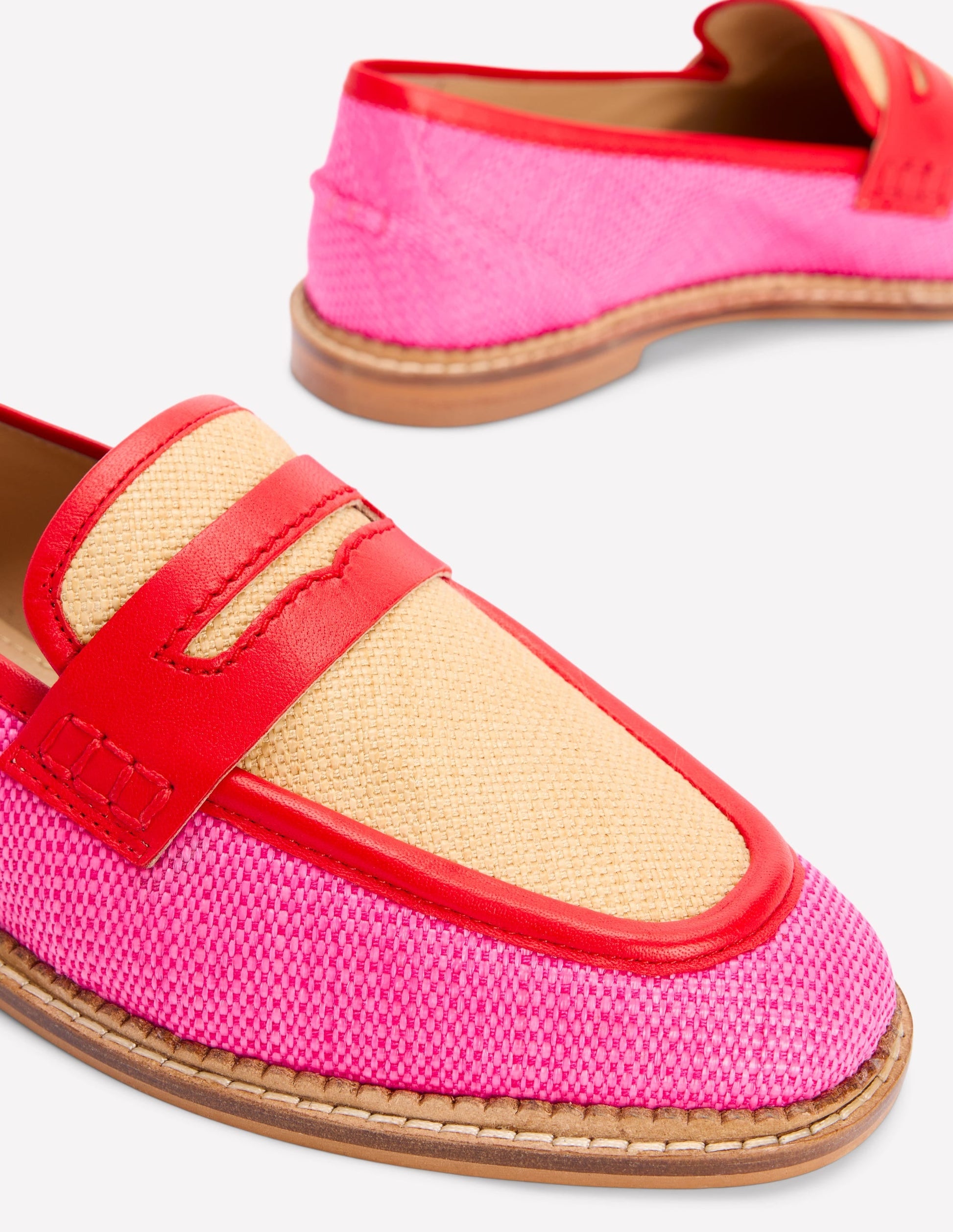 Nya Penny Loafers-Pink/Natural Colourblock-4