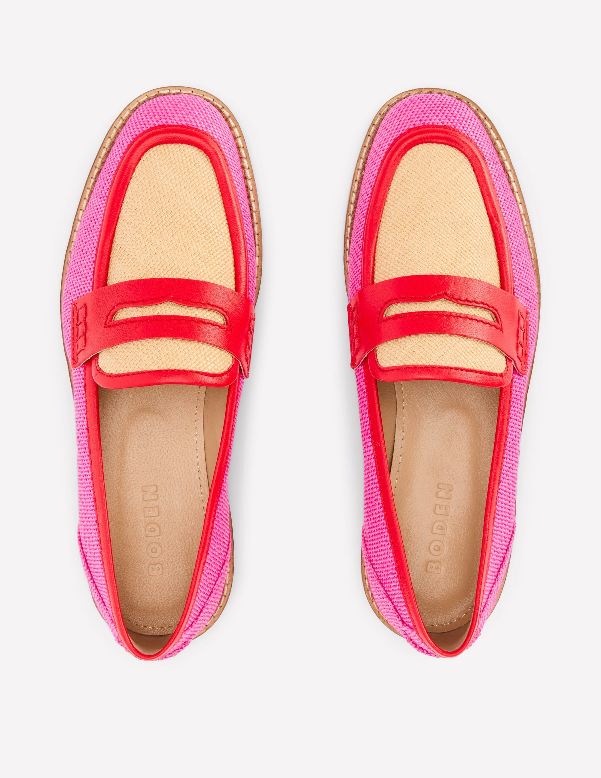 Nya Penny Loafers-Pink/Natural Colourblock - Image 5
