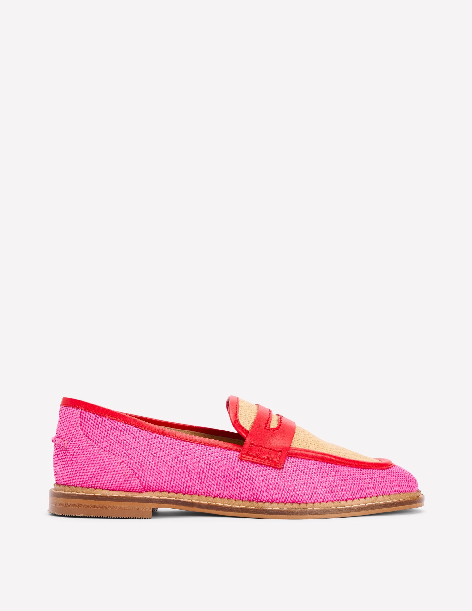 Nya Penny Loafers-Pink/Natural Colourblock - Image 1