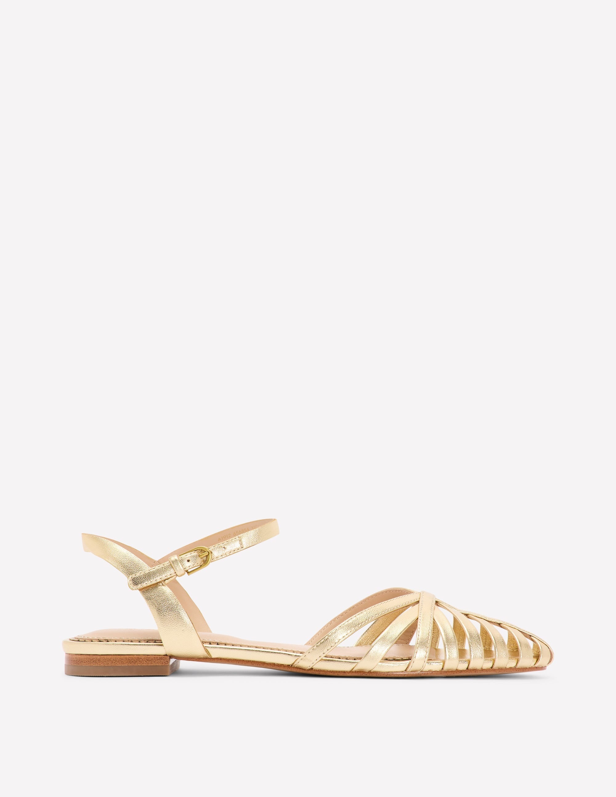 Multi Strap Pointed Sandal-Gold - Image 1