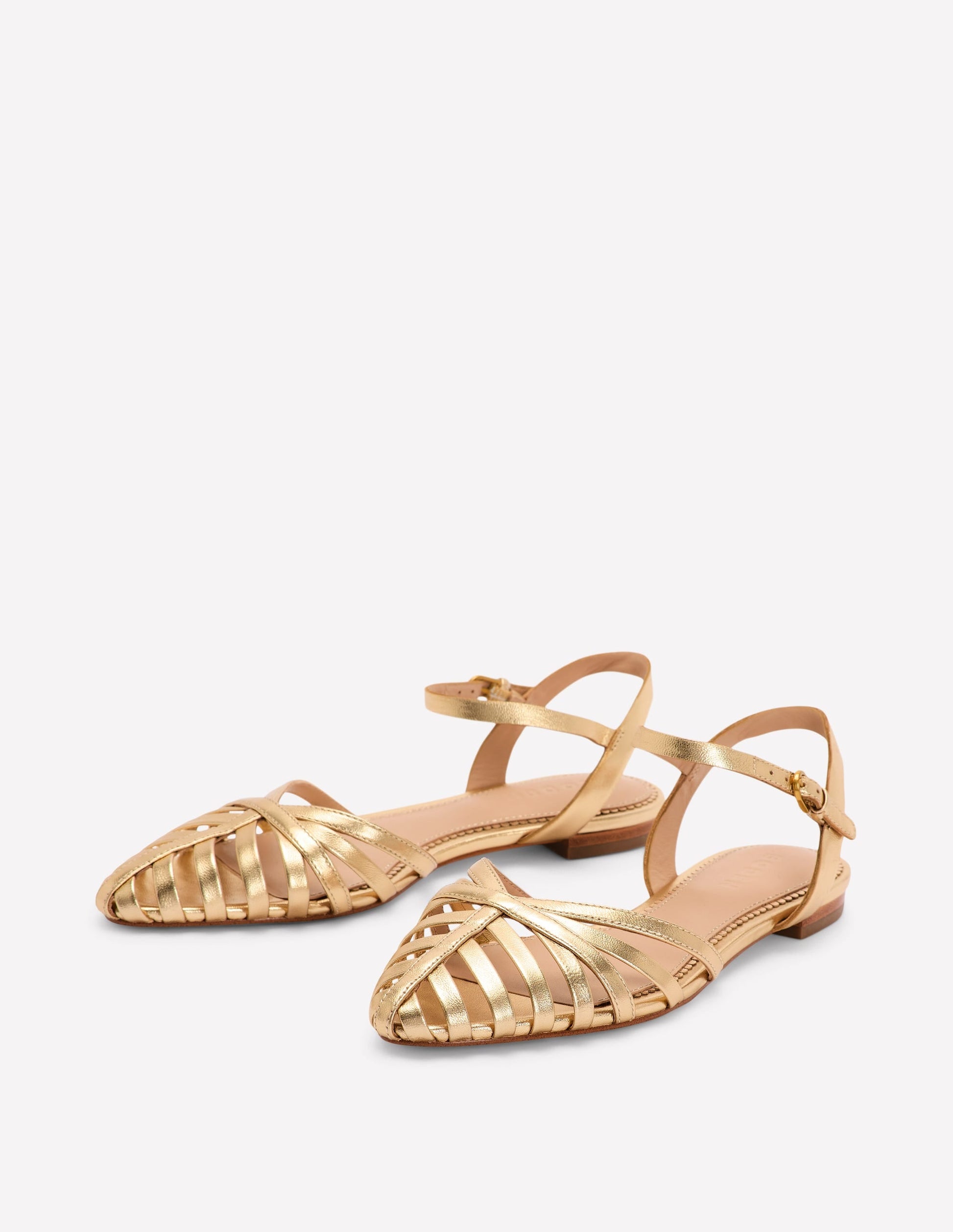 Multi Strap Pointed Sandal-Gold-3