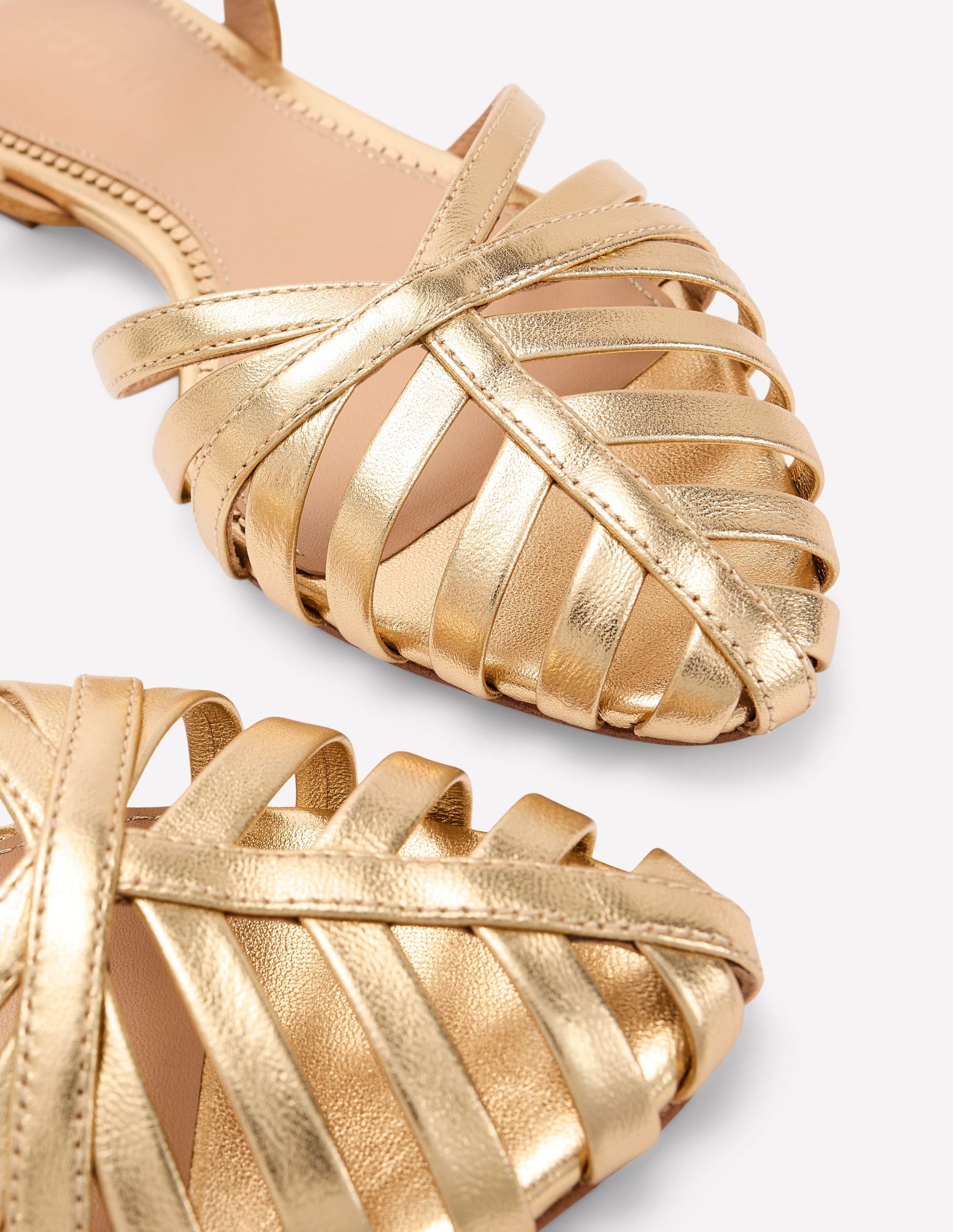 Multi Strap Pointed Sandal-Gold-4