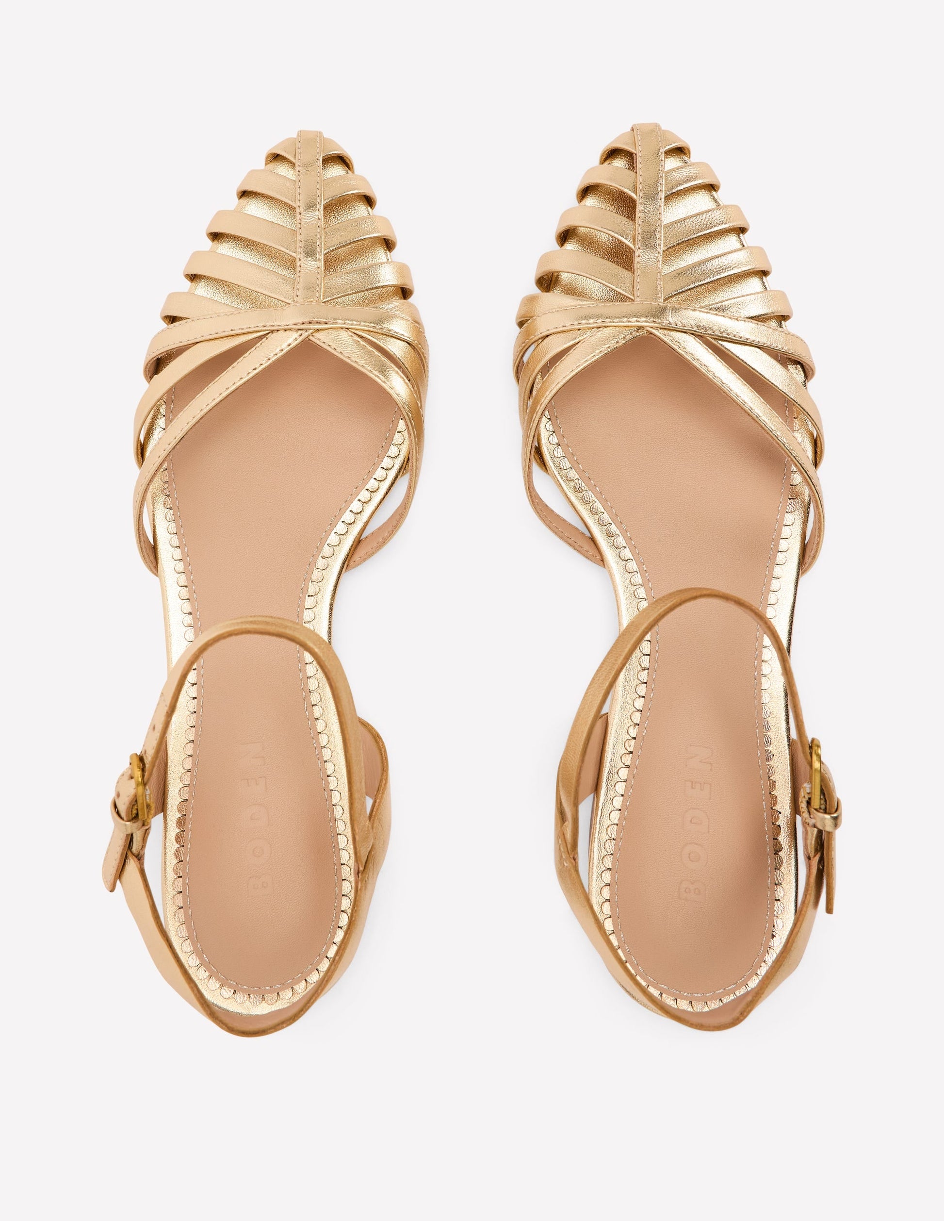 Multi Strap Pointed Sandal-Gold-5