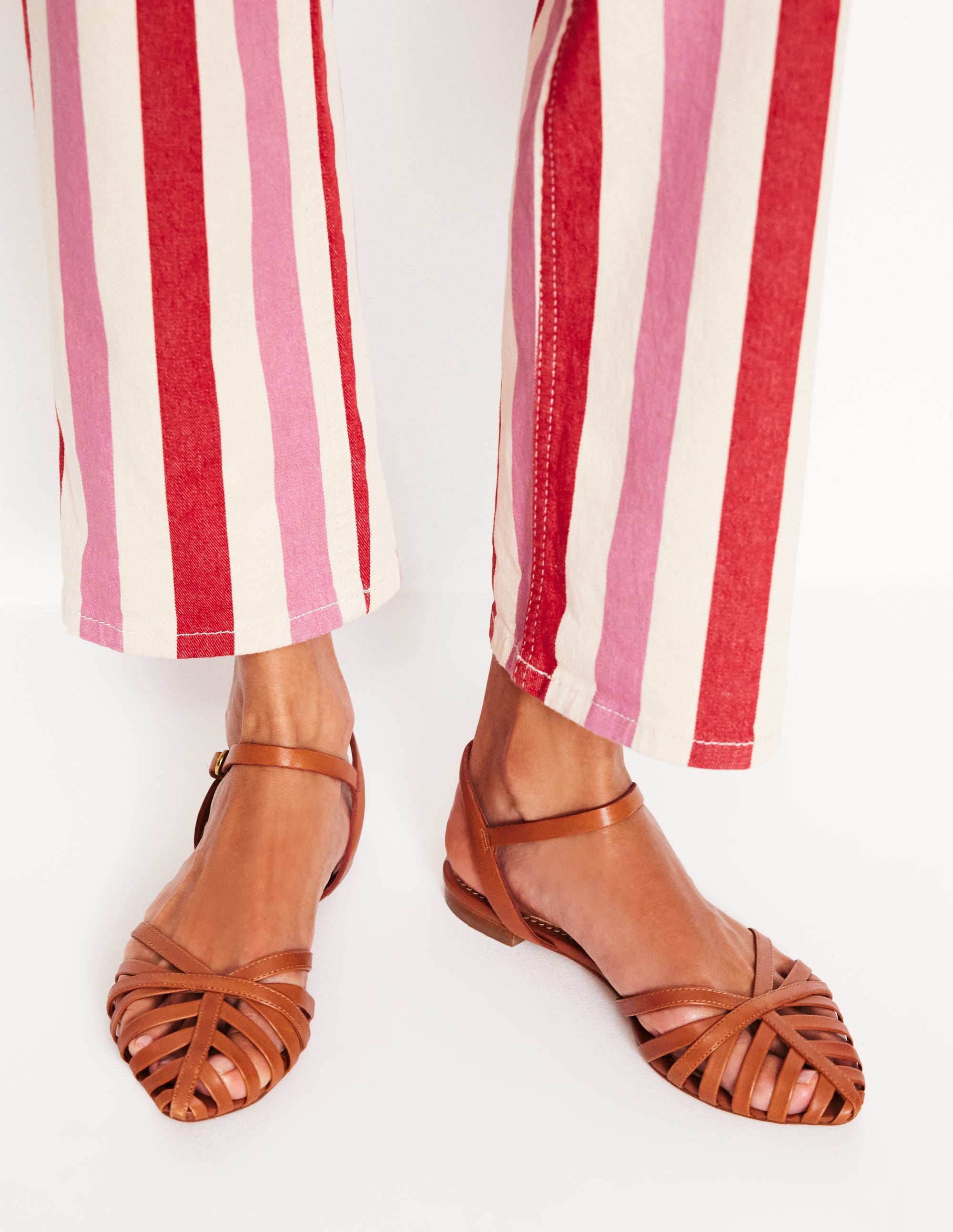 Multi Strap Pointed Sandal-Tan - Image 2