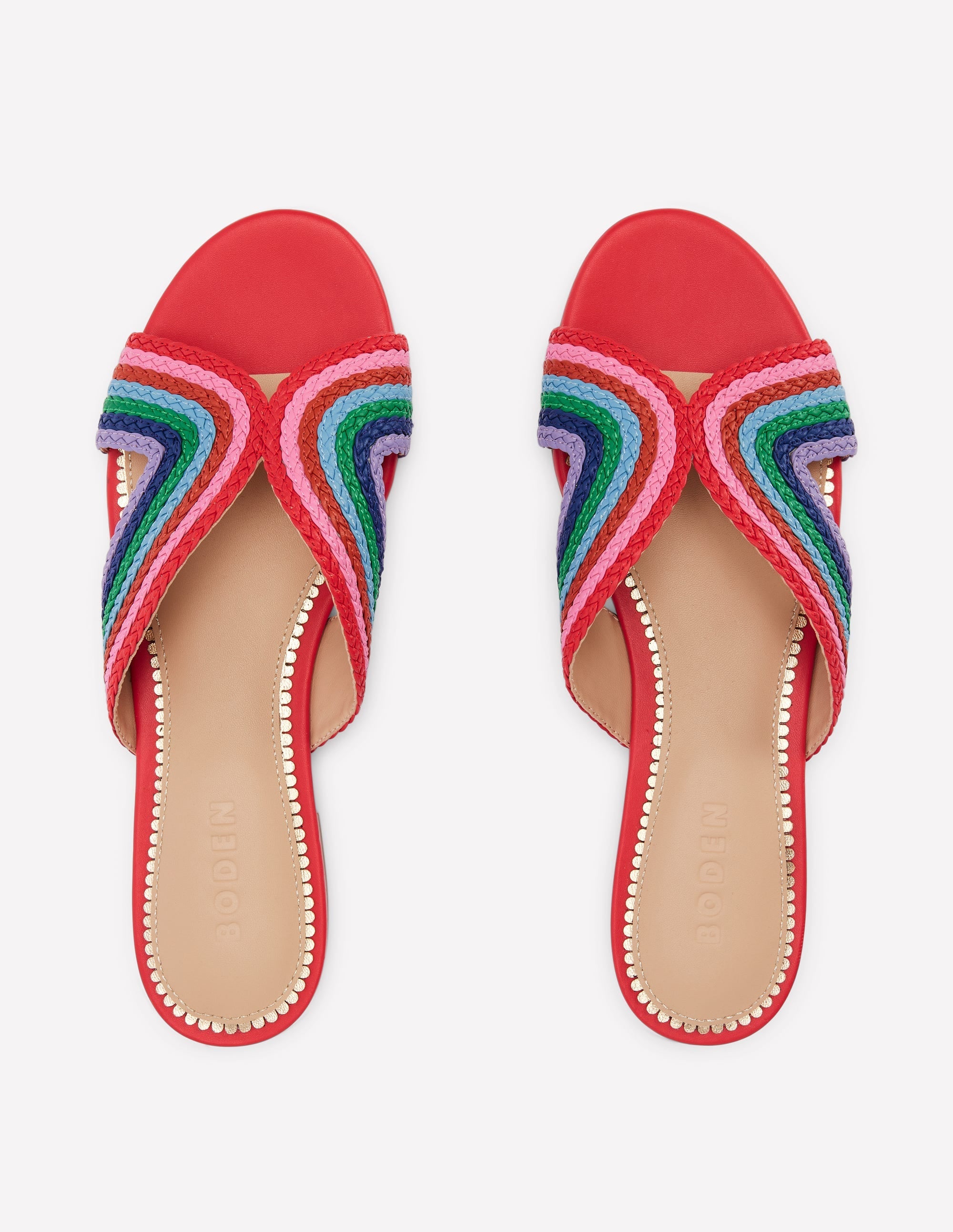 Striped Flat Sandals-Red, Multi - Image 5