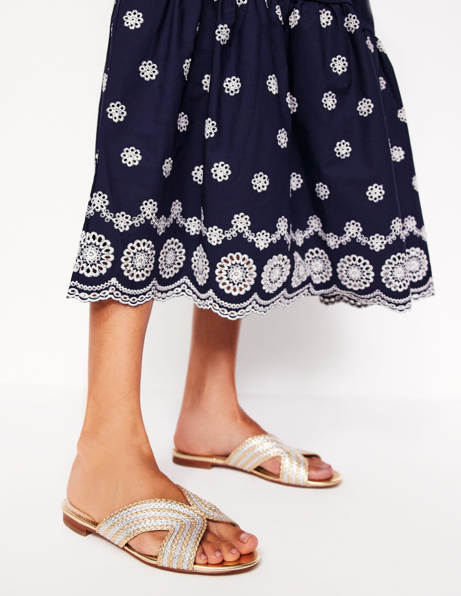Striped Flat Sandals-Gold/Silver-2