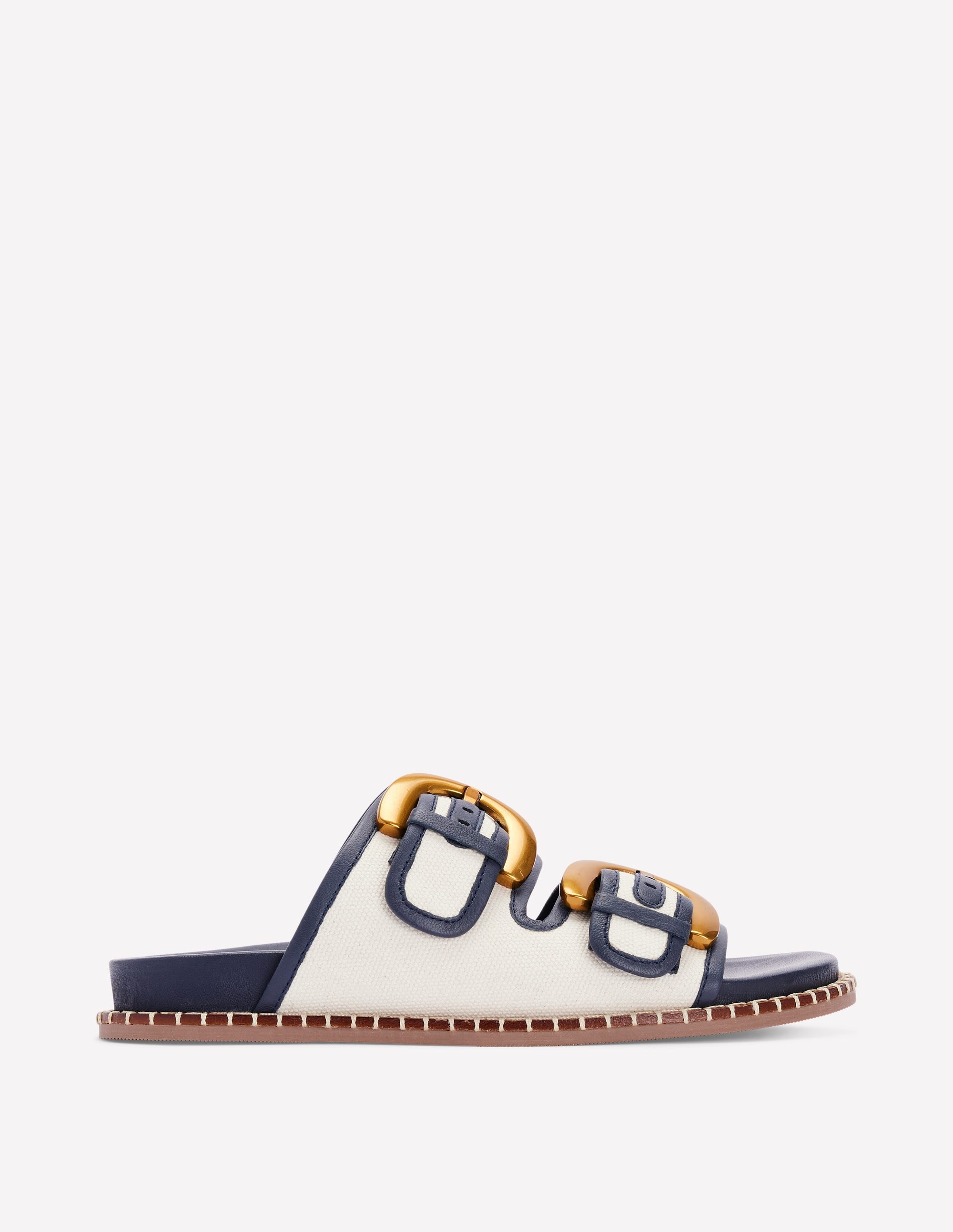 Alberta Footbed Sandal-Ivory/Navy - Image 1