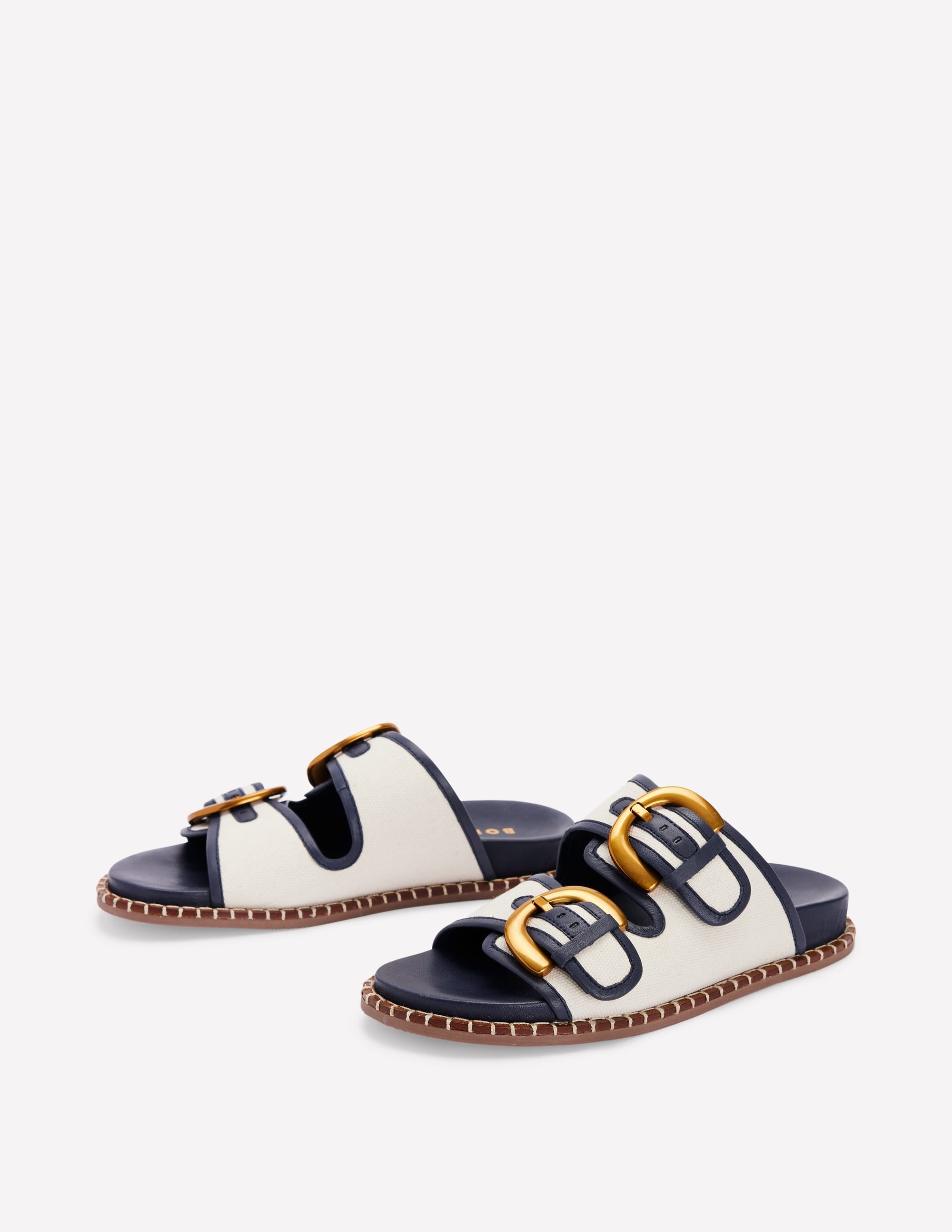 Alberta Footbed Sandal-Ivory/Navy - Image 2
