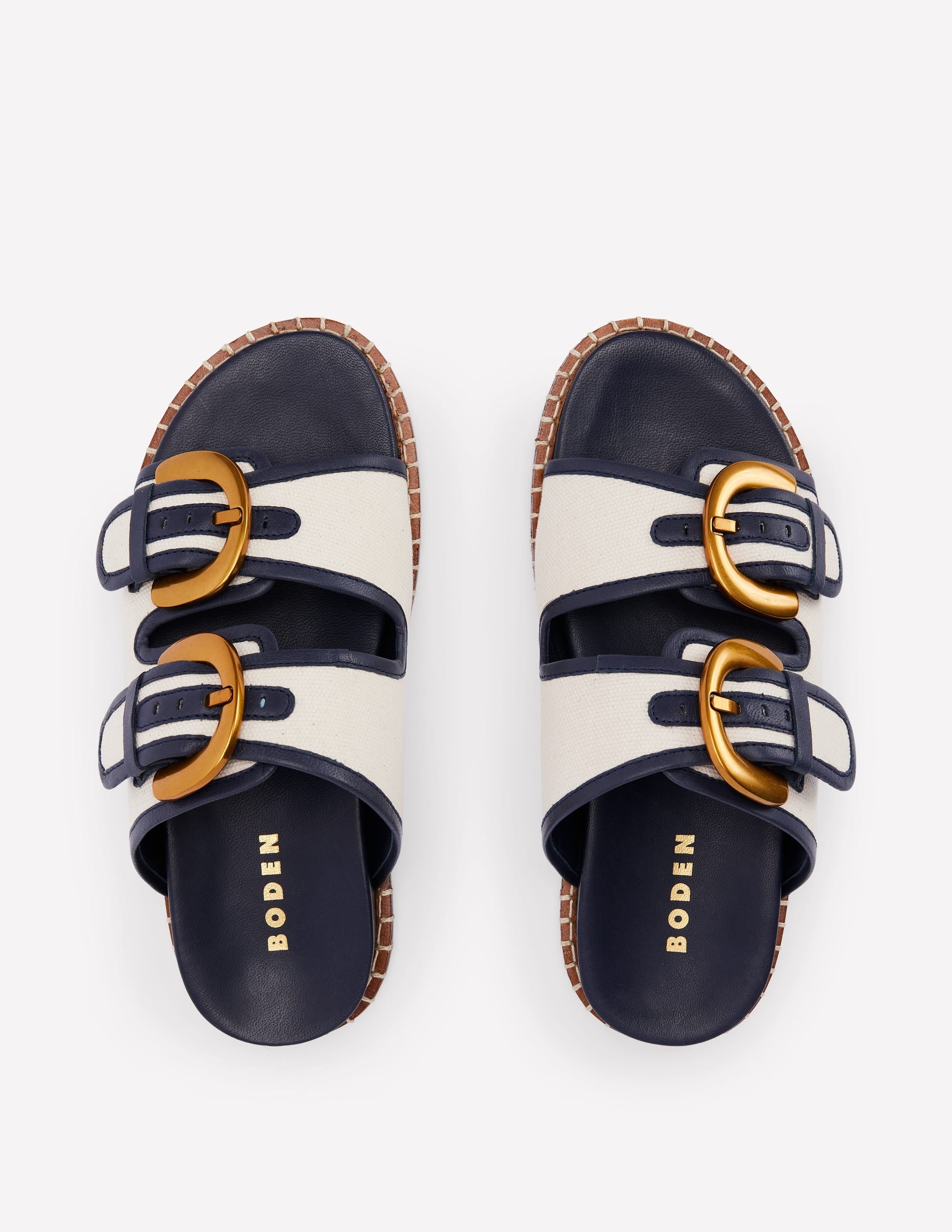 Alberta Footbed Sandal-Ivory/Navy - Image 4