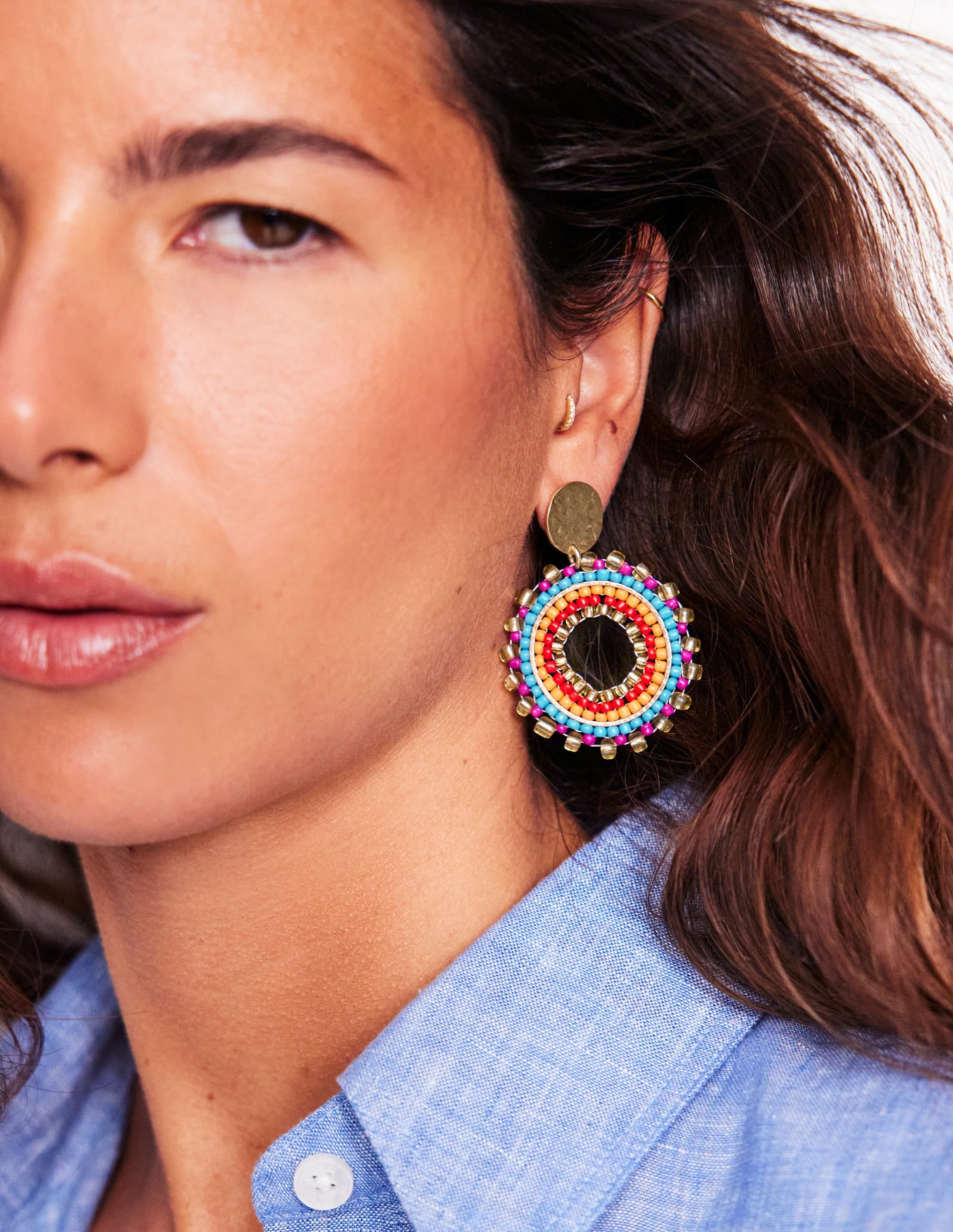 Circle Motif Earrings-Multi - Image 1
