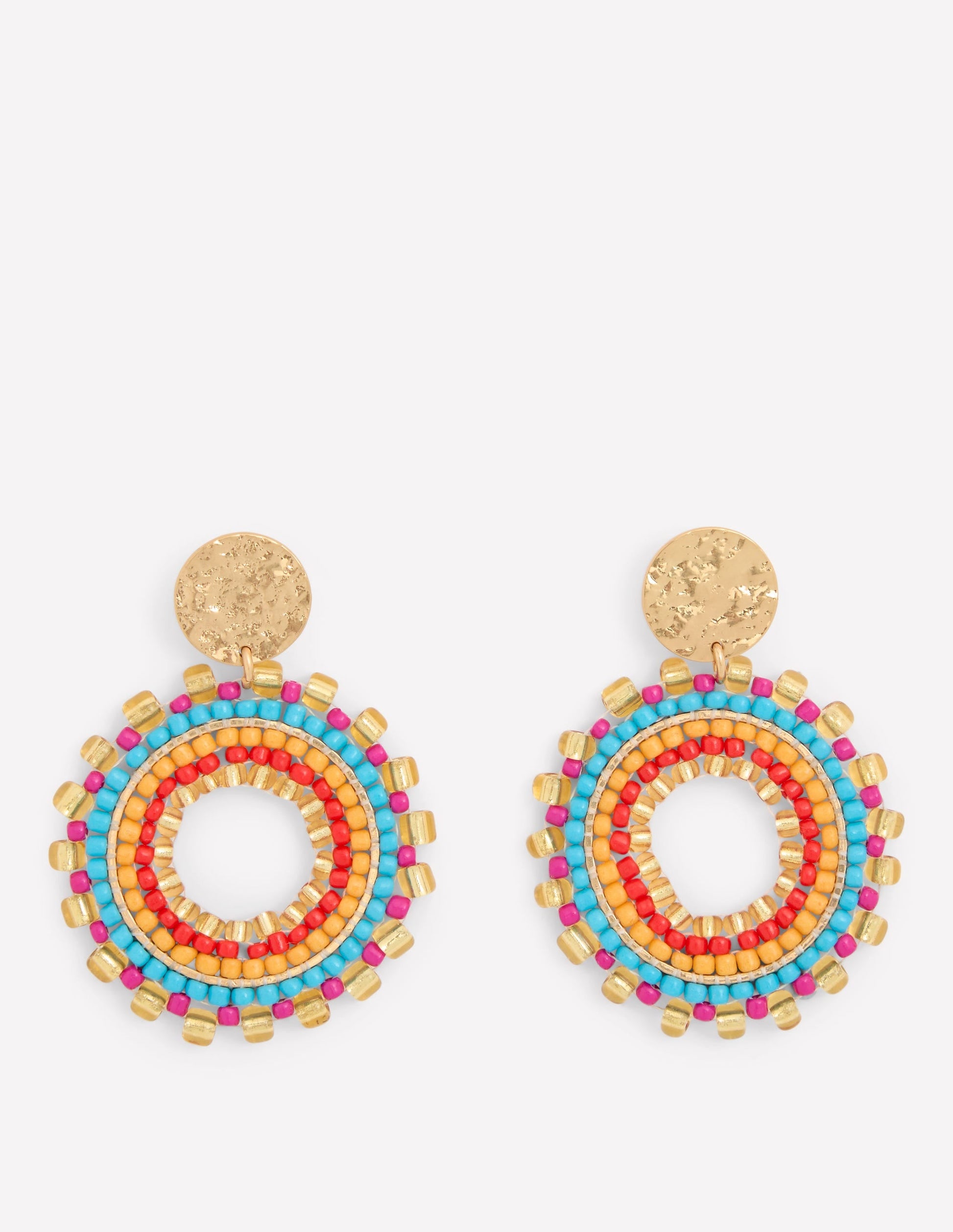 Circle Motif Earrings-Multi-2