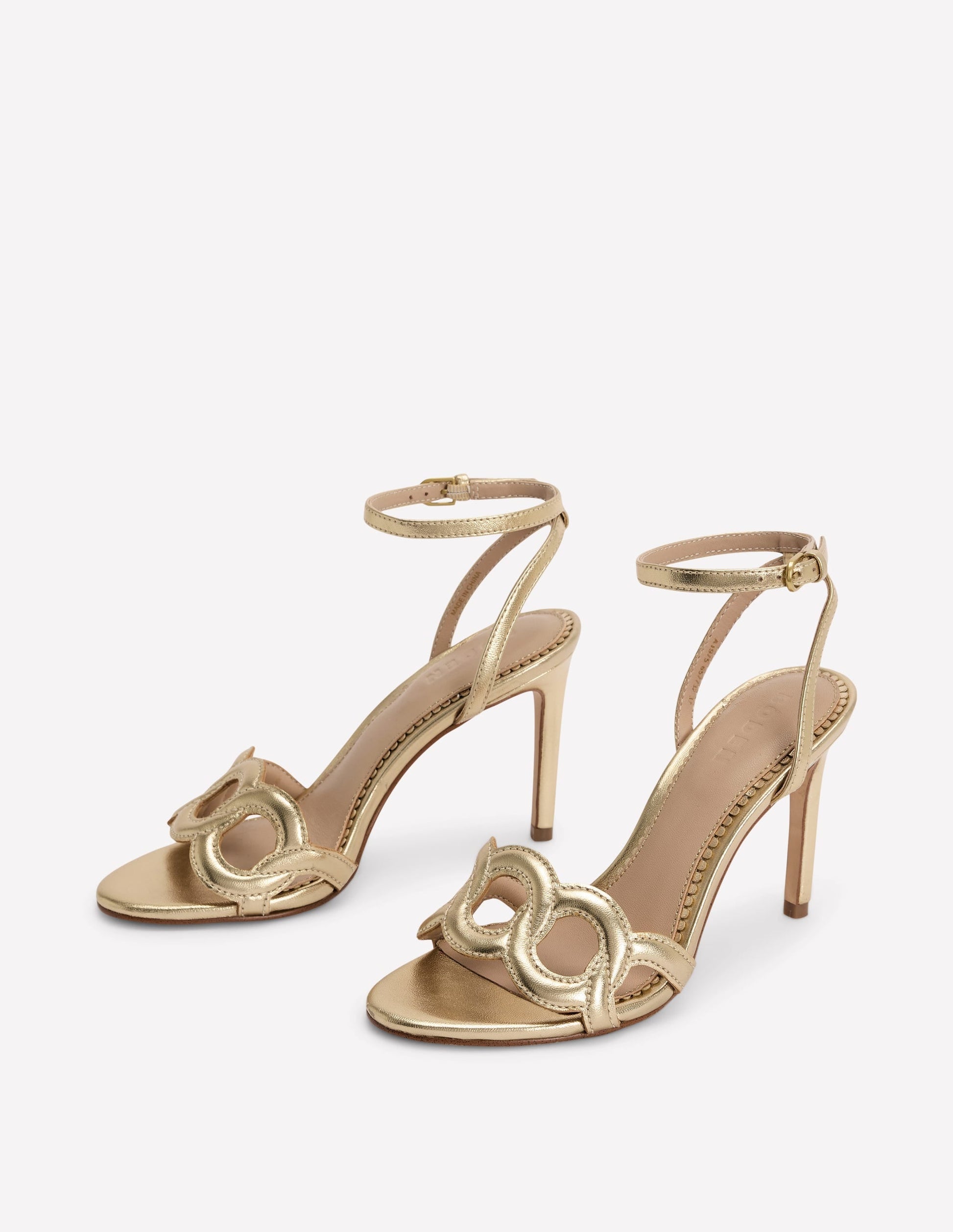Circle Detail Heeled Sandal-Gold-3