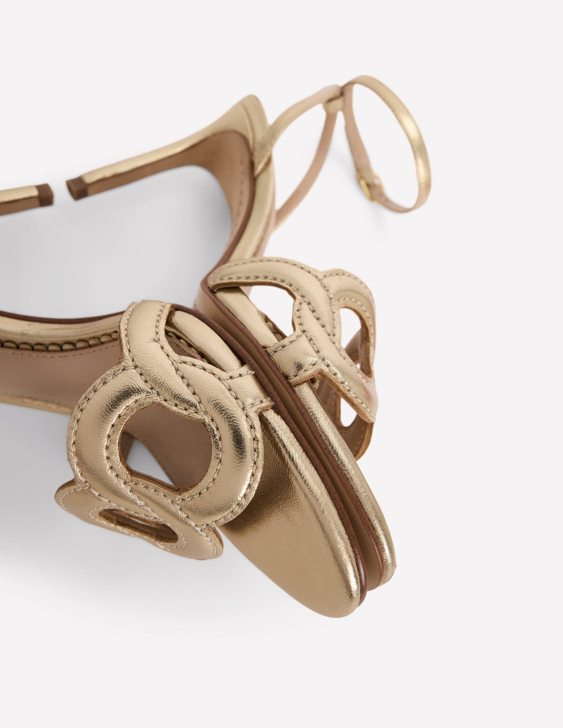 Circle Detail Heeled Sandal-Gold-4