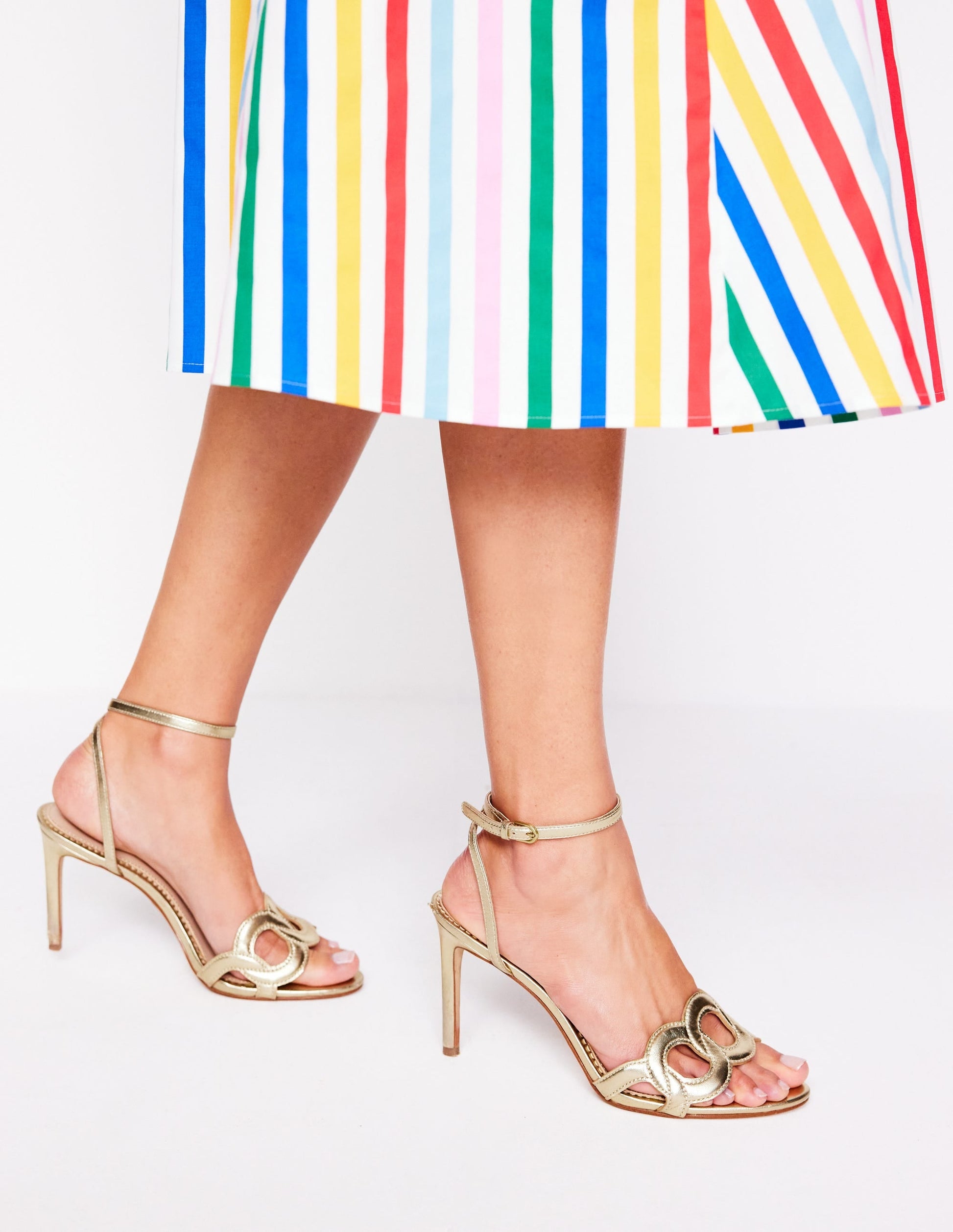 Circle Detail Heeled Sandal-Gold-1