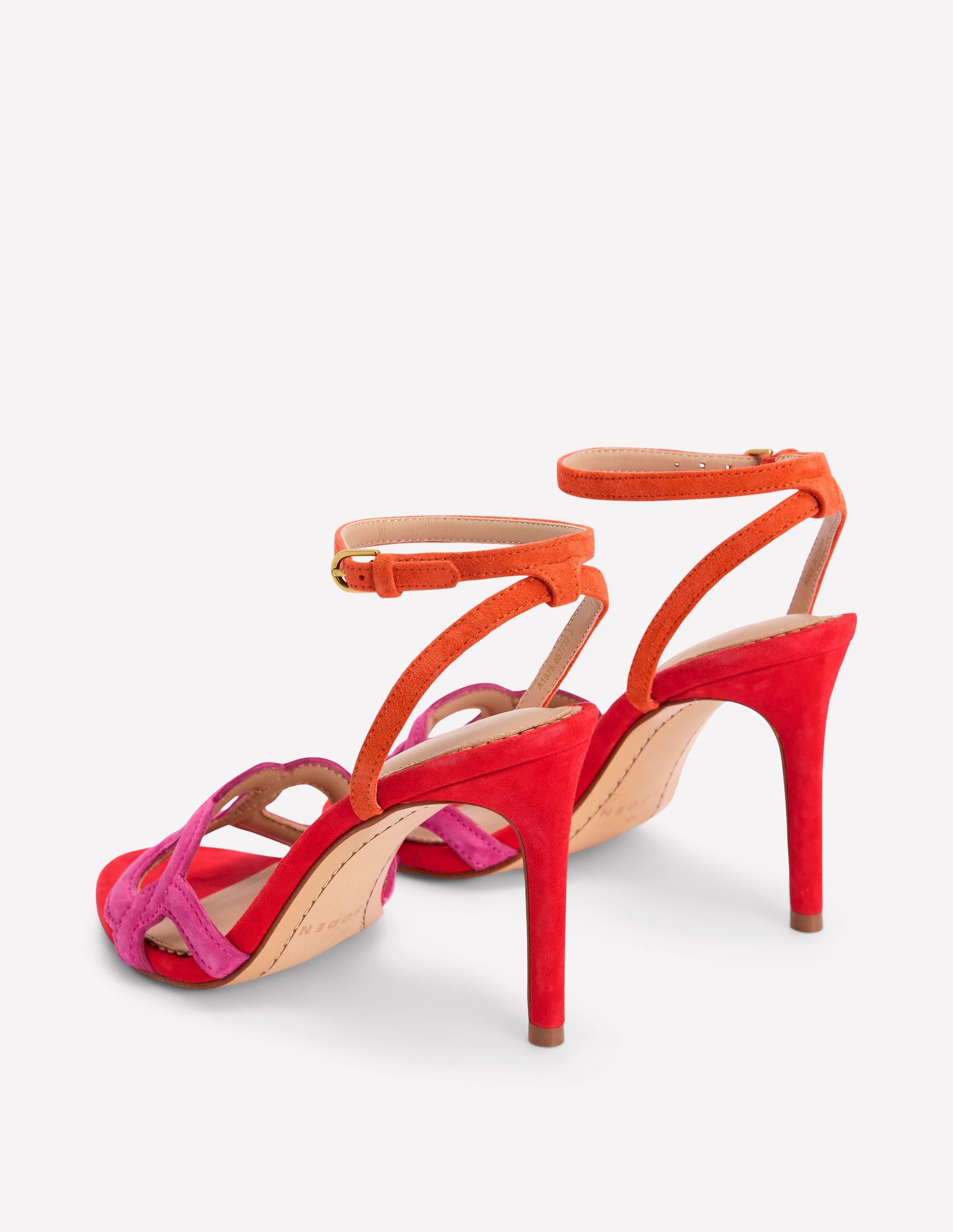 Circle Detail Heeled Sandal-Post Box Red/Sorbet Pink-6