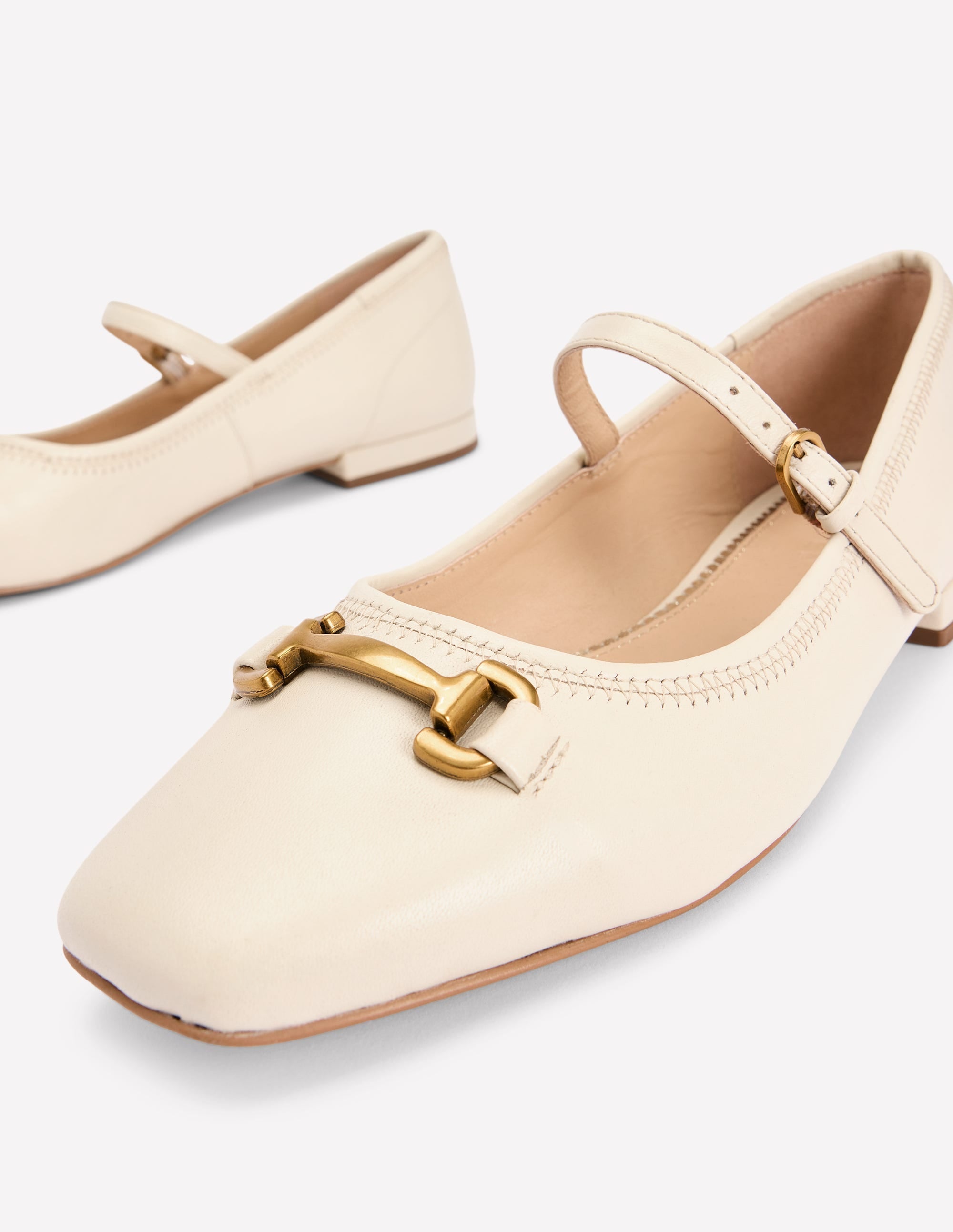 Iris Snaffle Mary Jane Flat-Ecru - Image 3