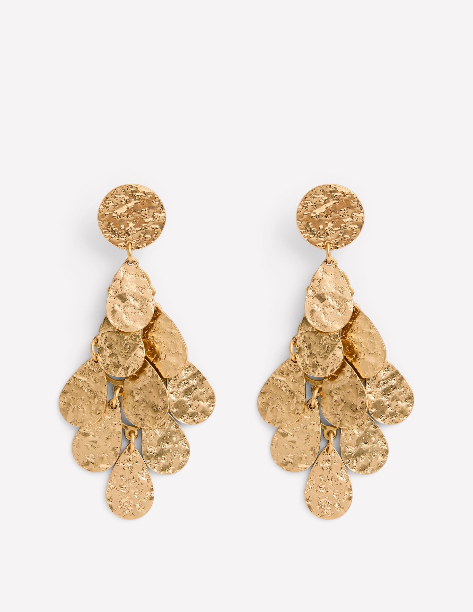 Hammered Teardrop Earrings-Gold-1