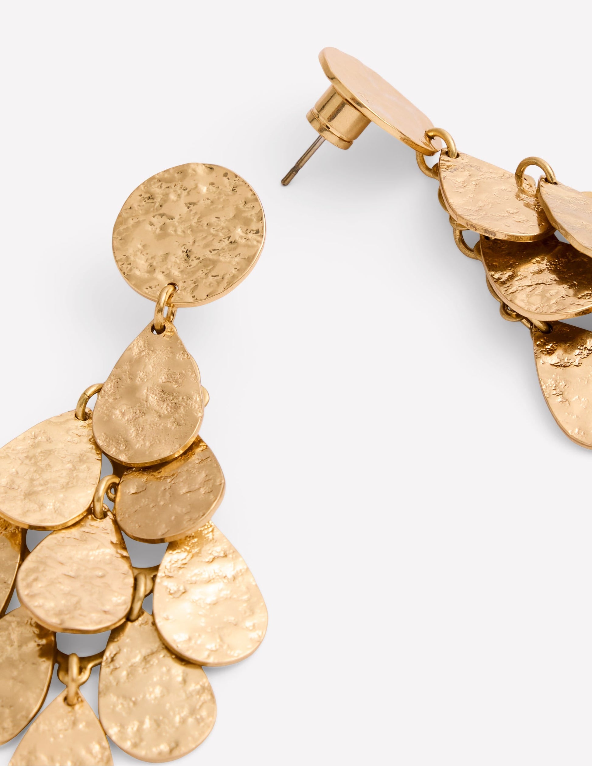 Hammered Teardrop Earrings-Gold-3