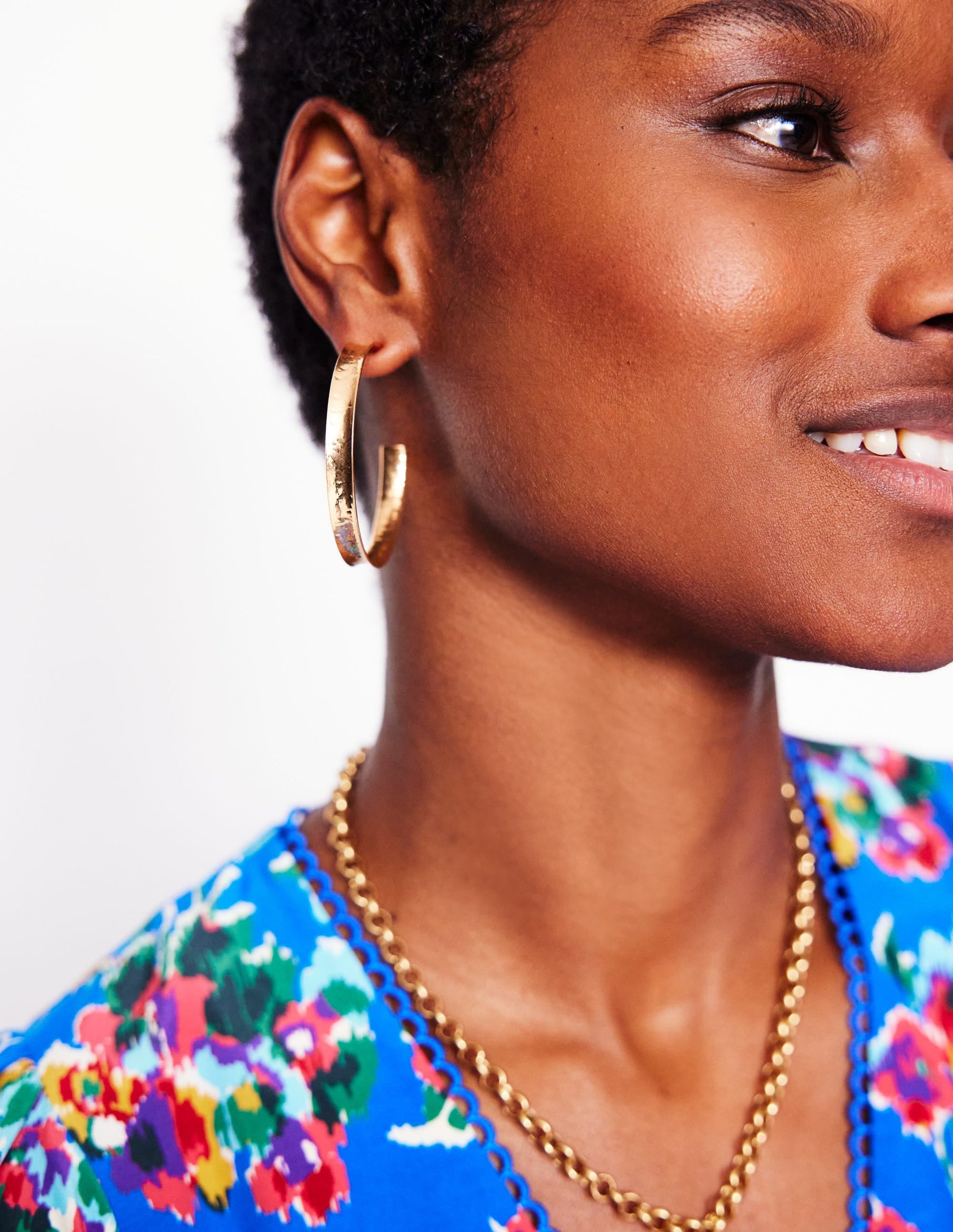 Large Hammered Hoop Earrings-Gold-2