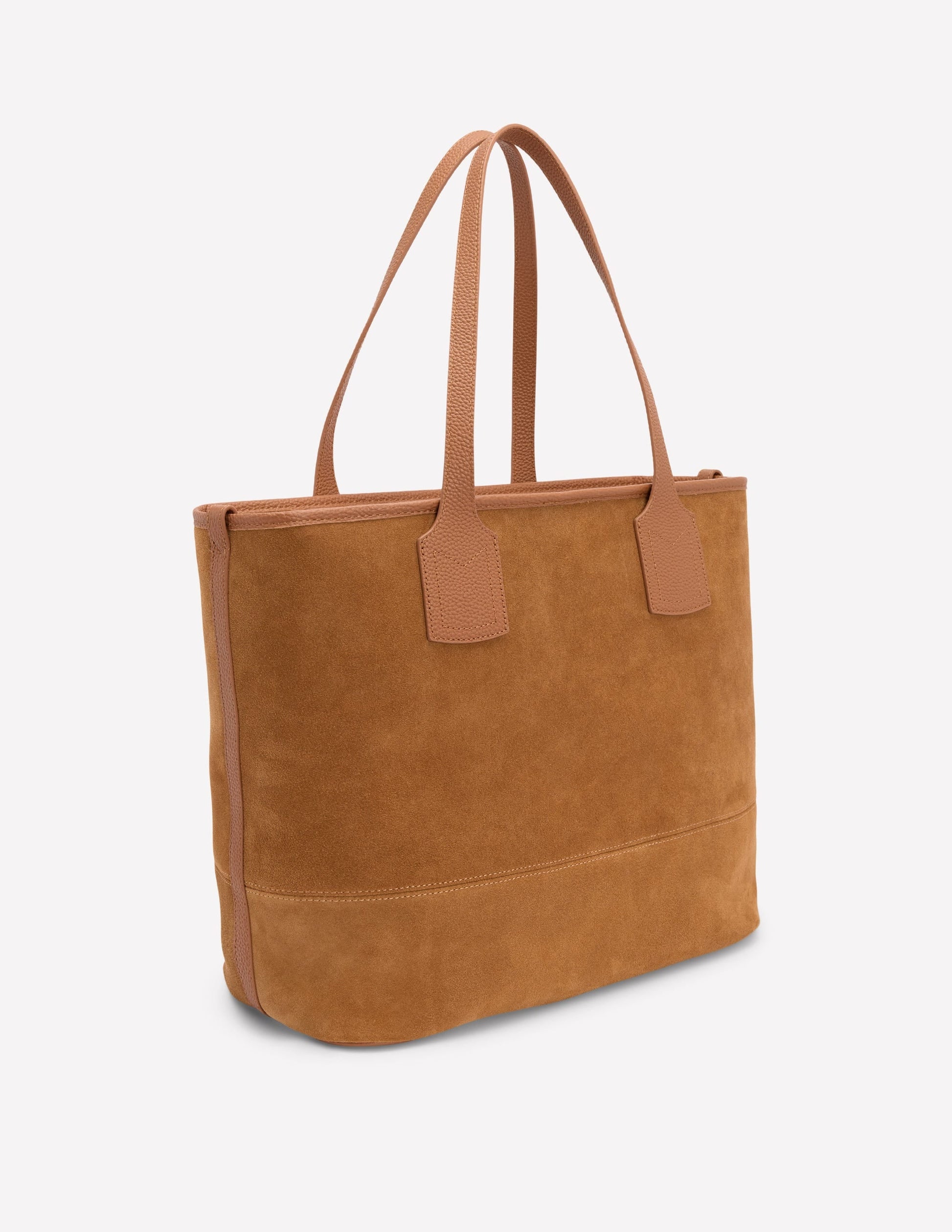 Suede Tote Bag-Tan-3