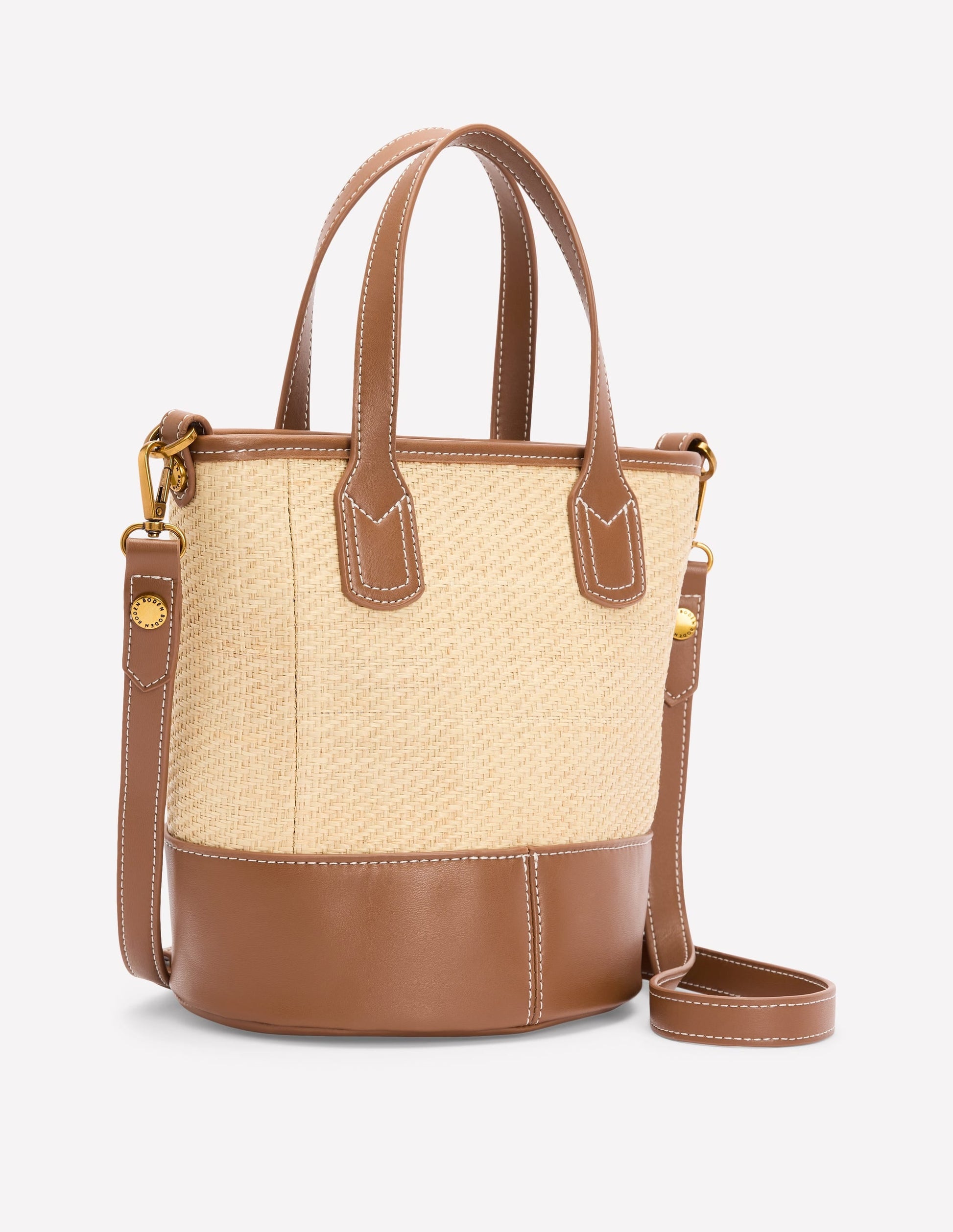 Woven Mini Bucket Bag-Natural/tan-3