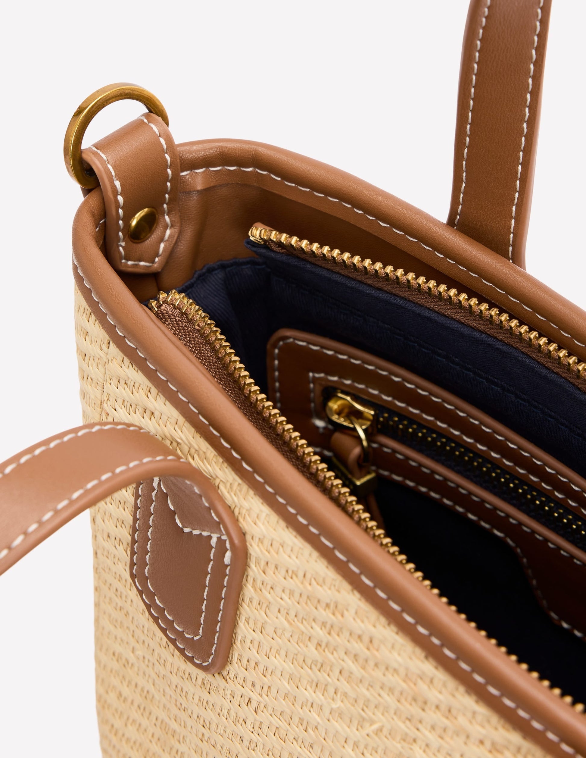 Woven Mini Bucket Bag-Natural/tan-4