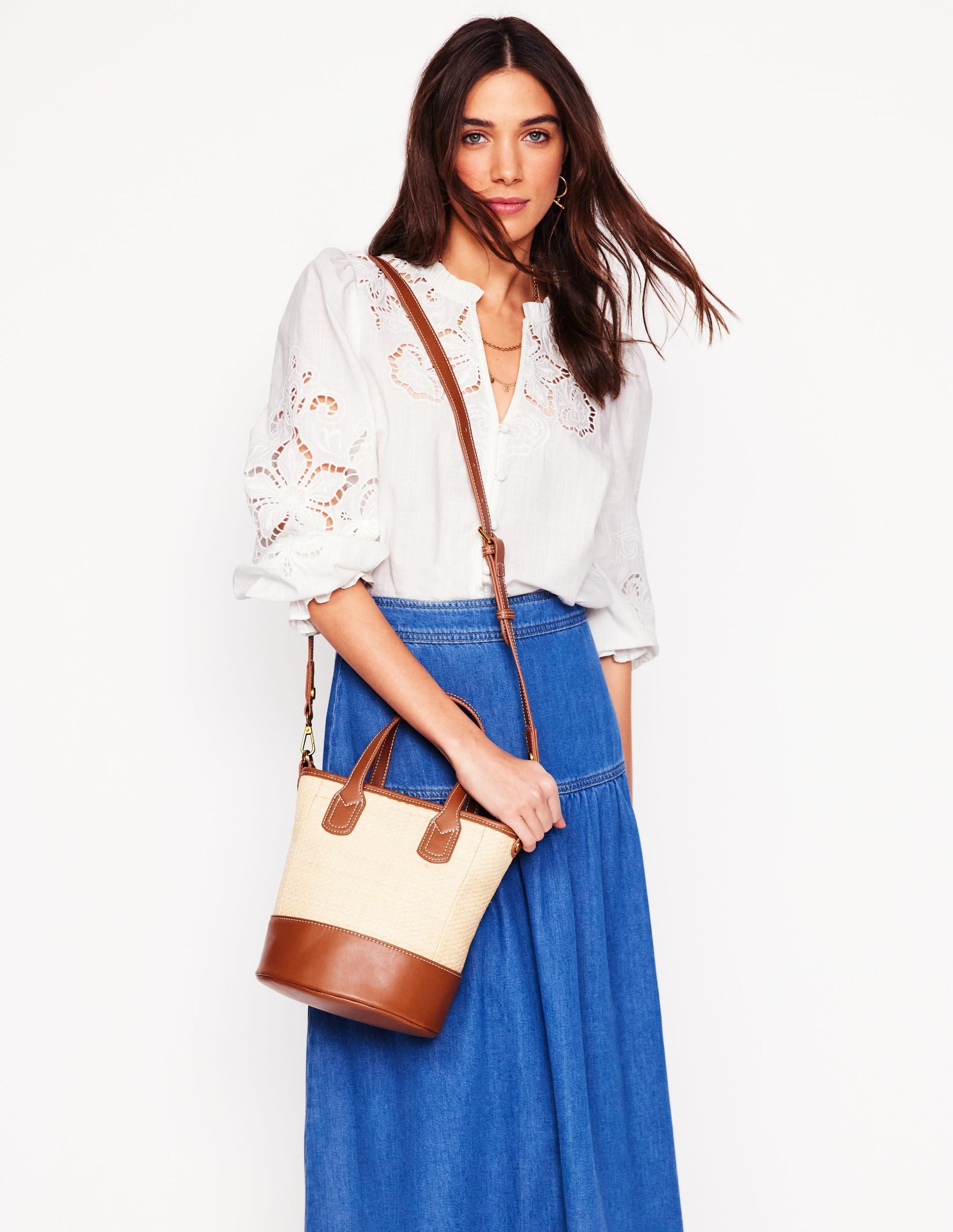 Woven Mini Bucket Bag-Natural/tan-2