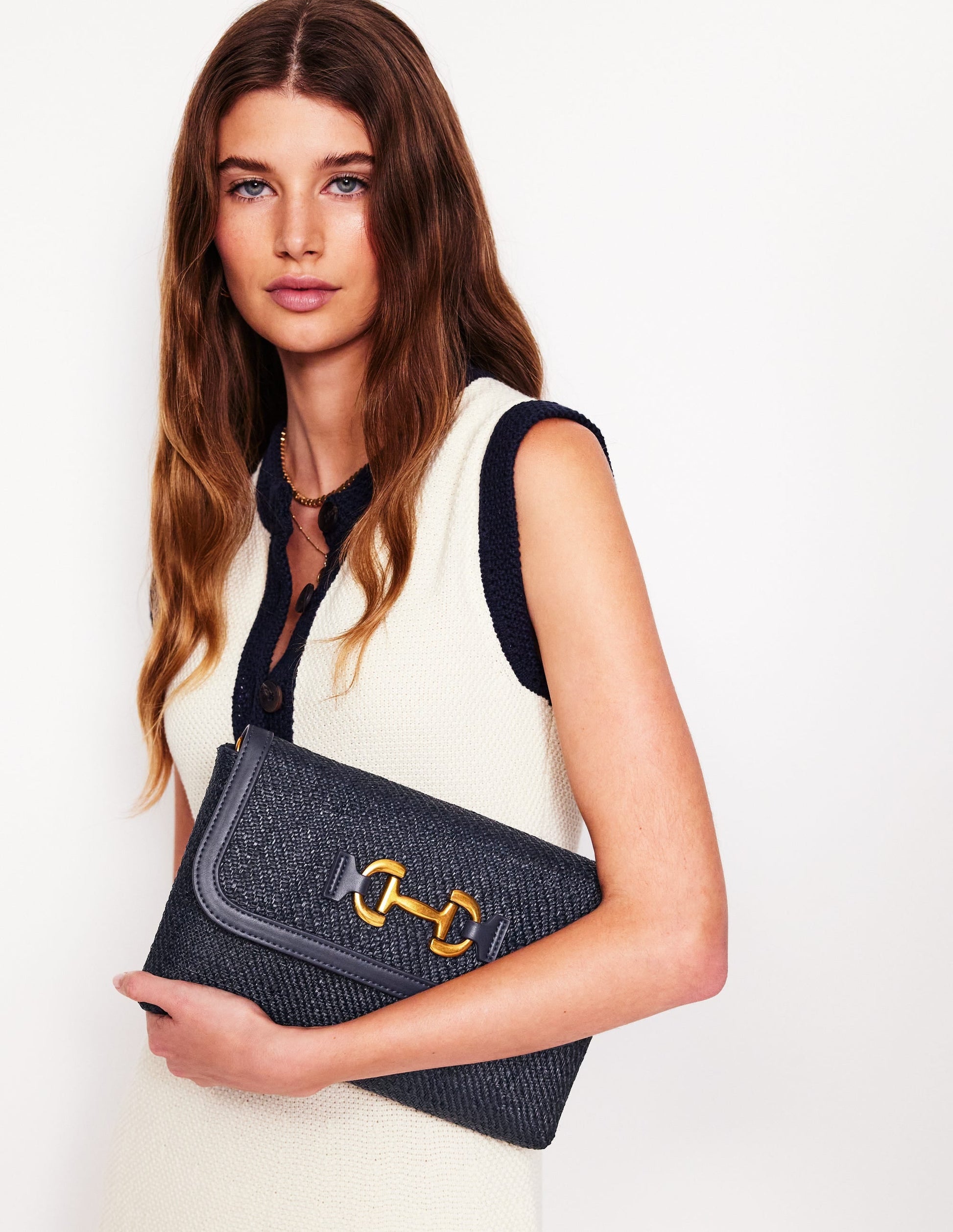 Snaffle Clutch Bag-Navy-2