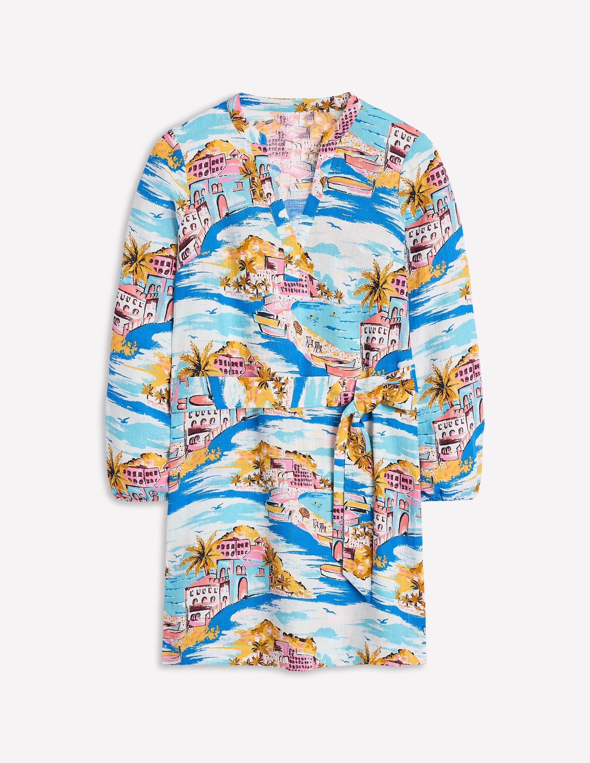 Cleo Linen Tie Waist Dress-Multi, Paradise Bay - Image 4