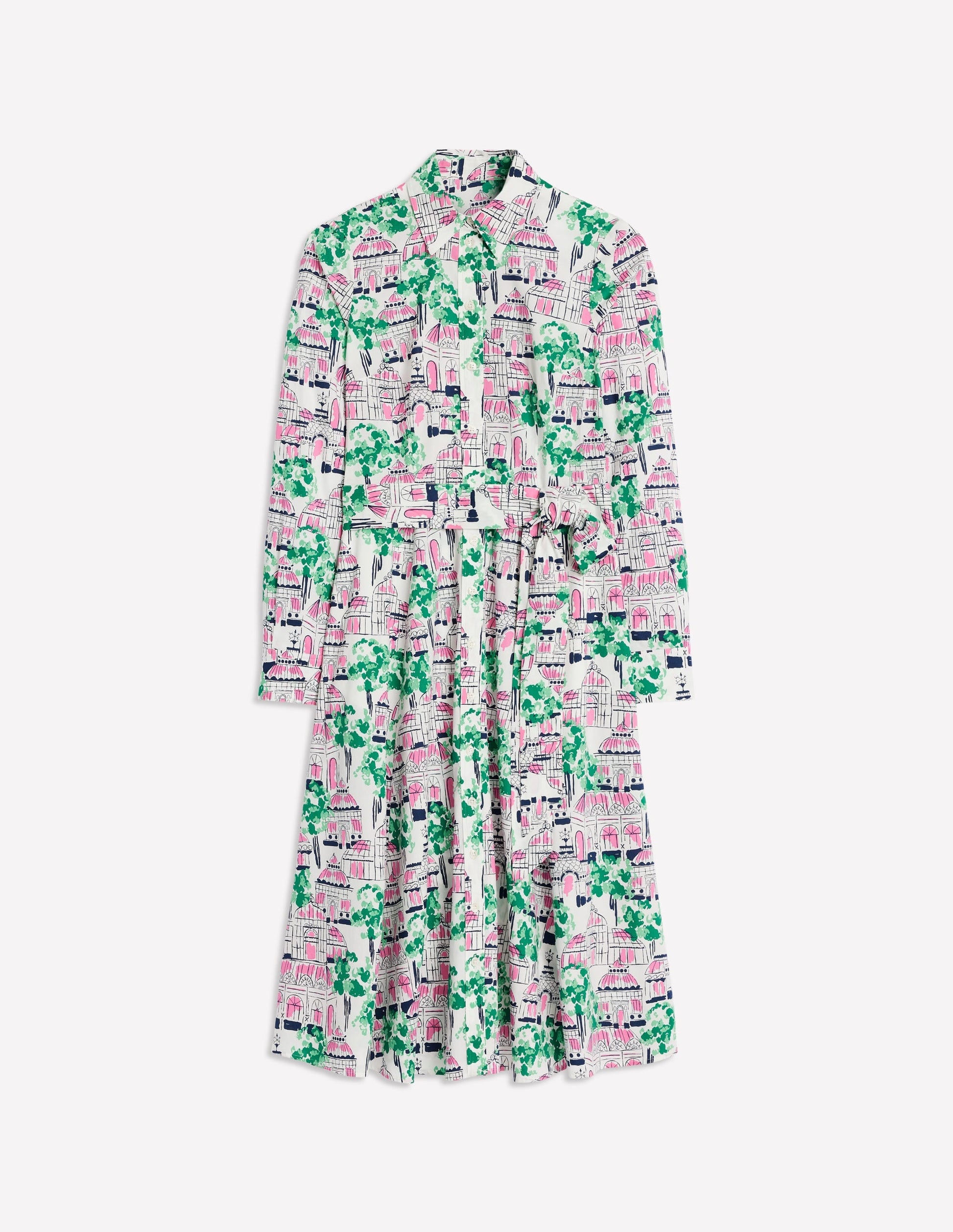 Amy Cotton Midi Shirt Dress-Ivory, Botanical Greenhouse-7