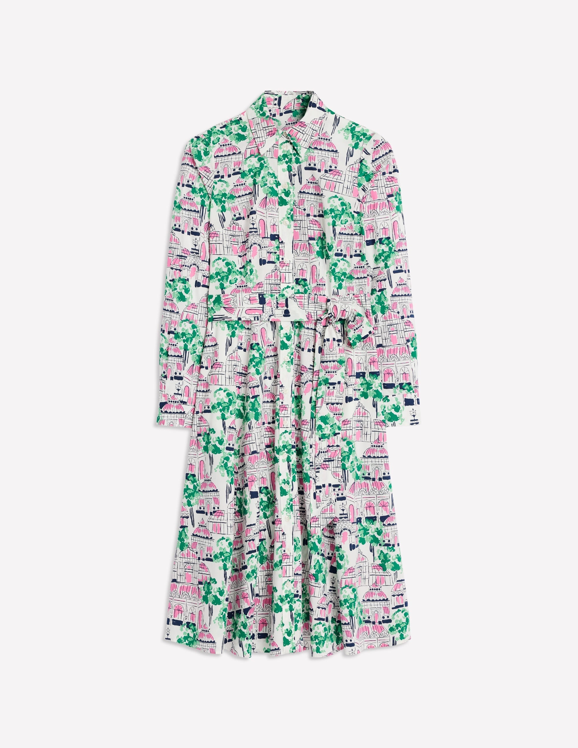 Amy Cotton Midi Shirt Dress-Ivory, Botanical Greenhouse - Image 7