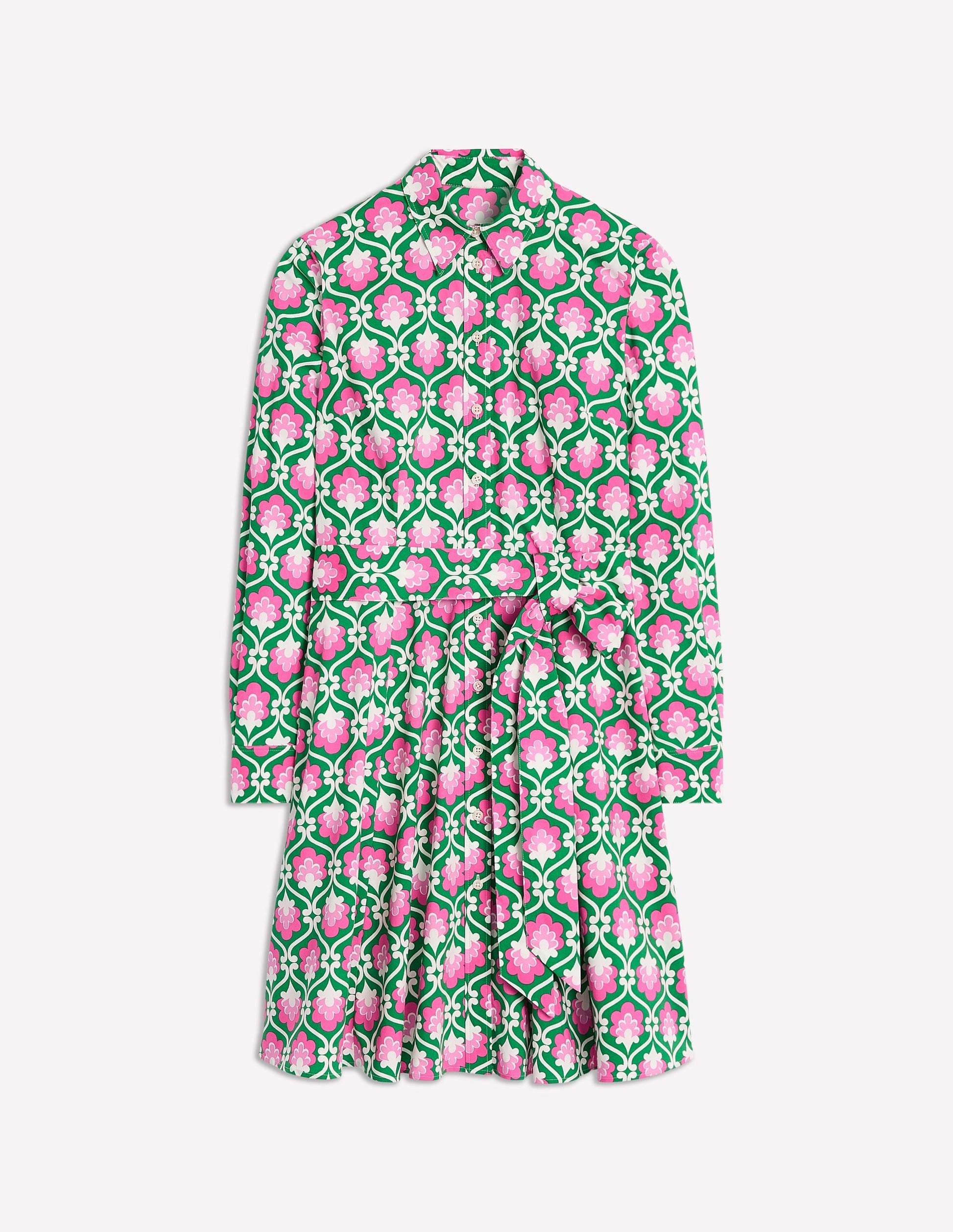 Amy Cotton Short Shirt Dress-Rich Emerald, Ivy Trellis-5