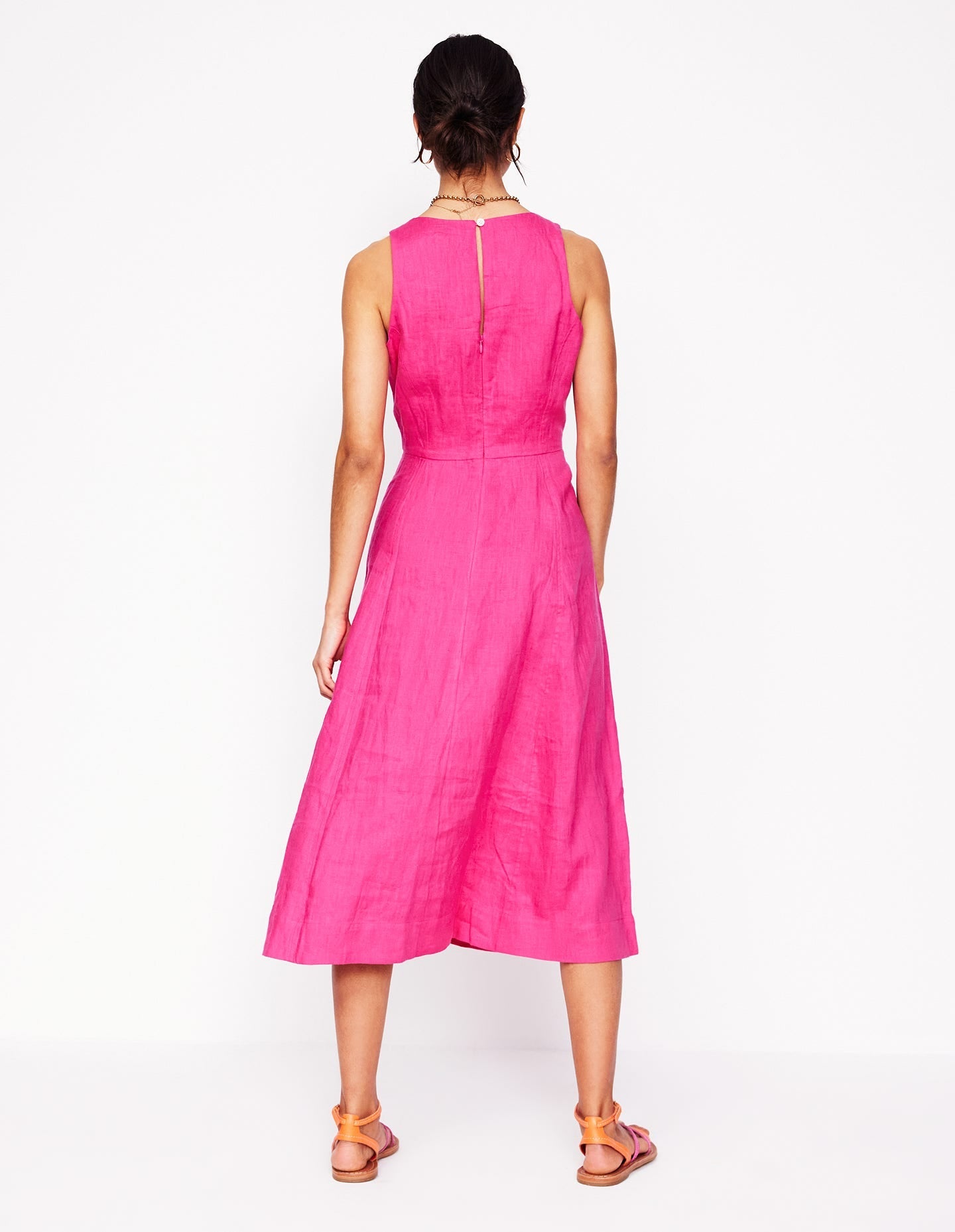 Carla Linen Midi Dress-Pink Peony-4