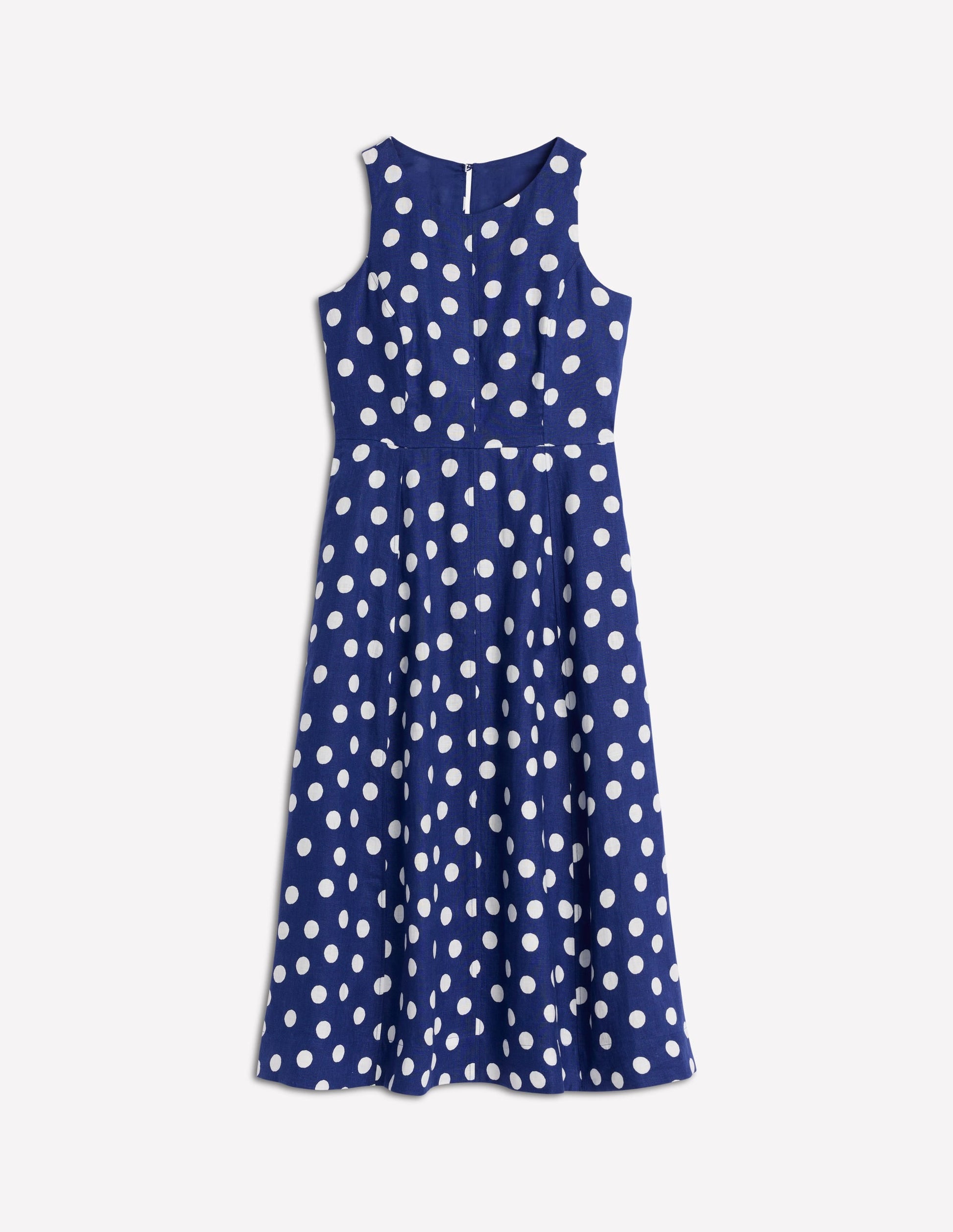 Carla Linen Midi Dress-Starboard Blue, Painted Dot-5