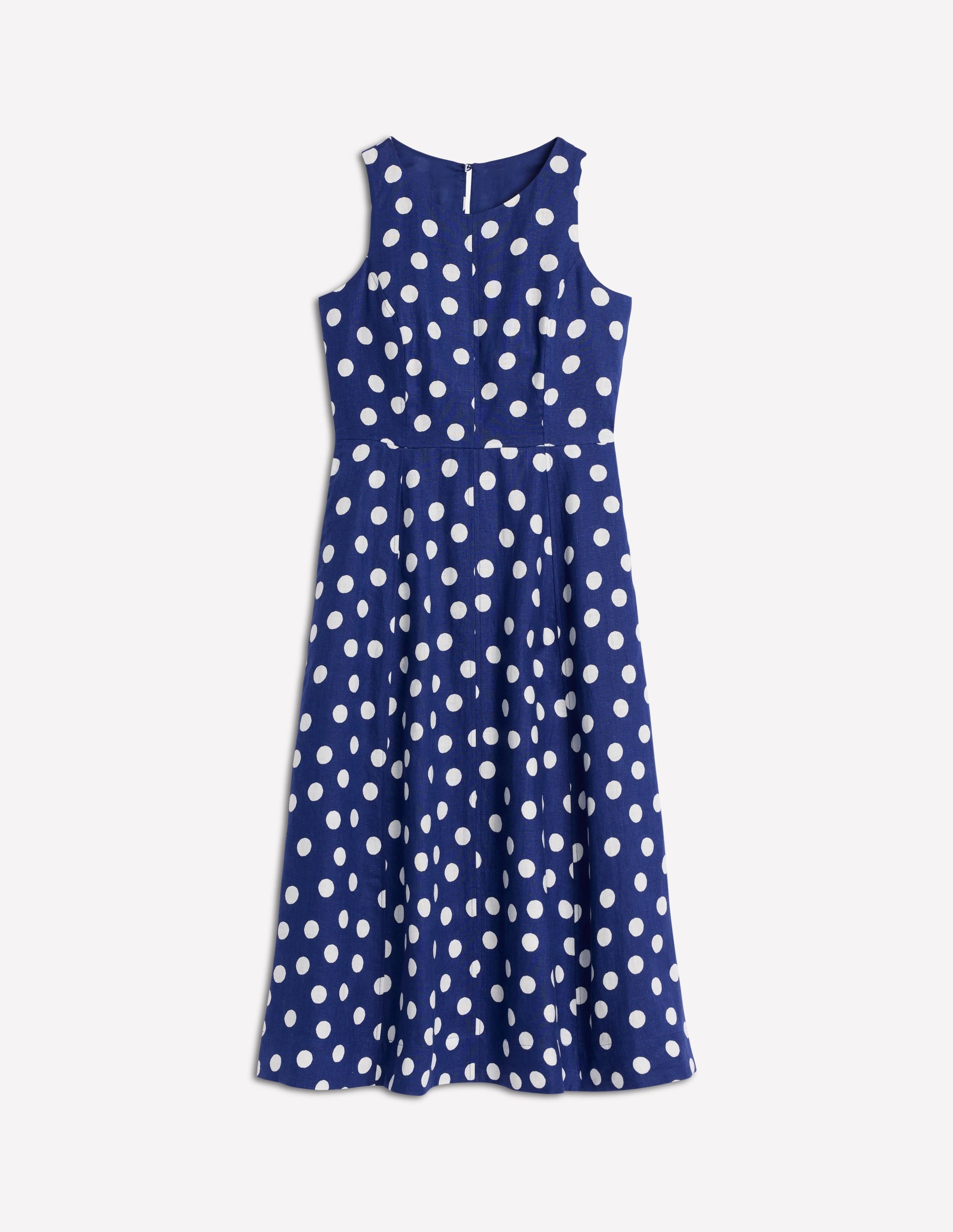 Carla Linen Midi Dress-Starboard Blue, Painted Dot - Image 5