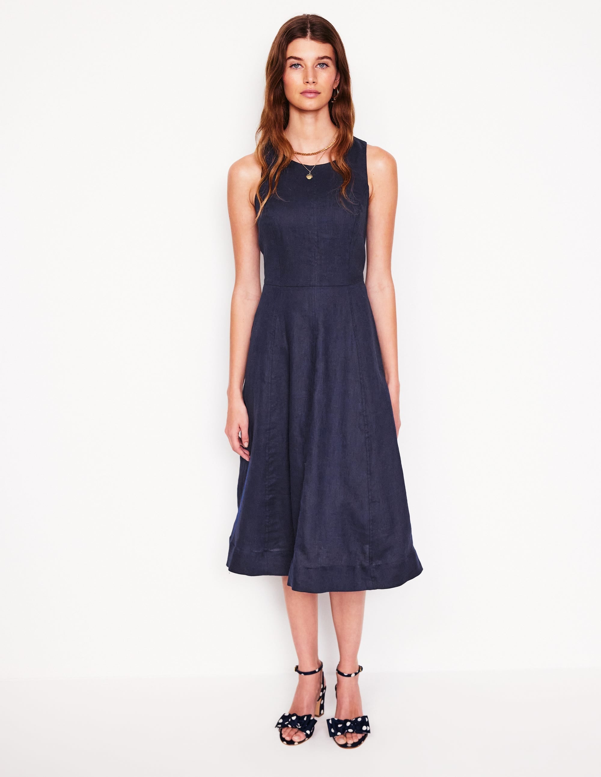 Carla Linen Midi Dress-Navy - Image 6